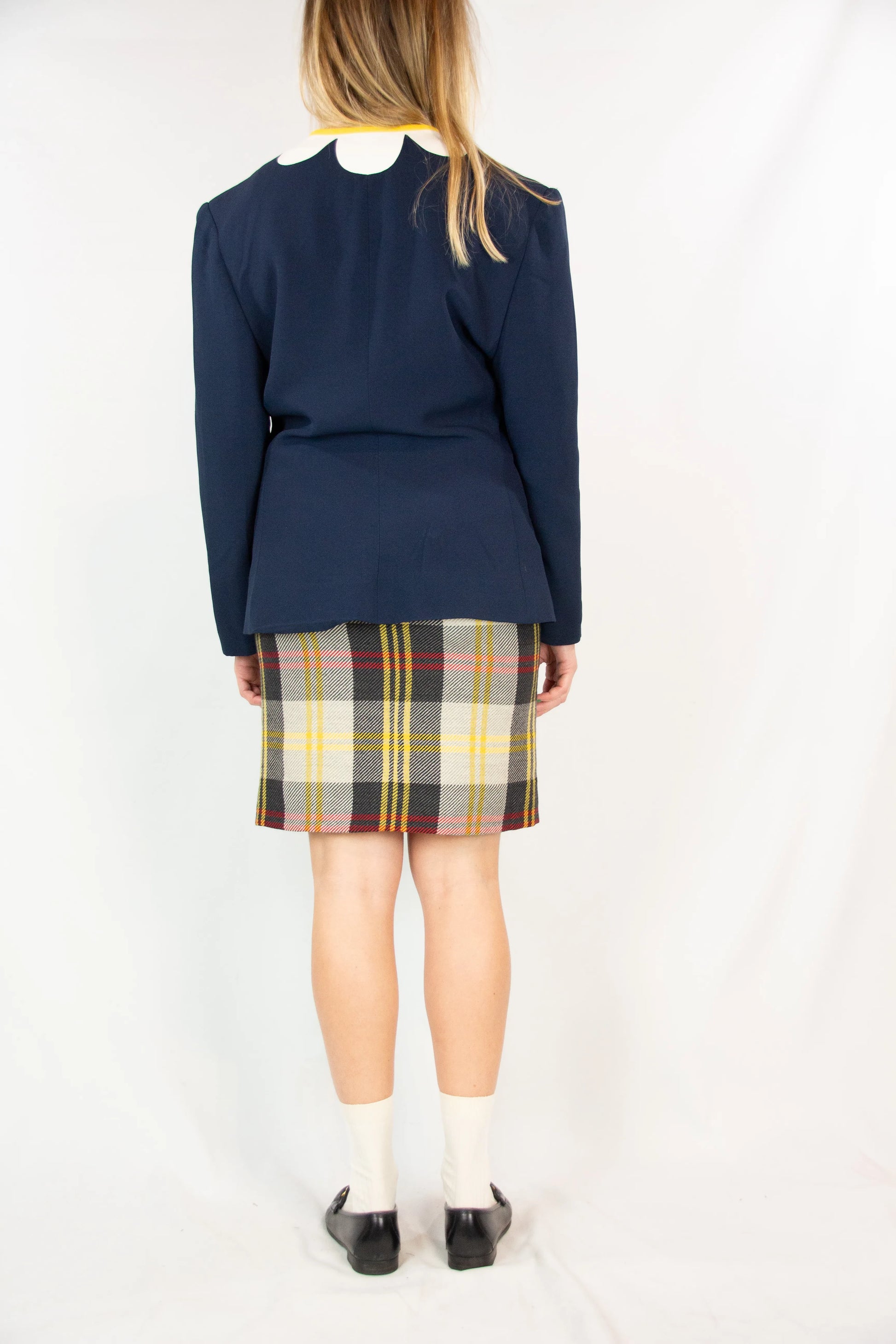 Navy Blue Jacket with Daisy Details