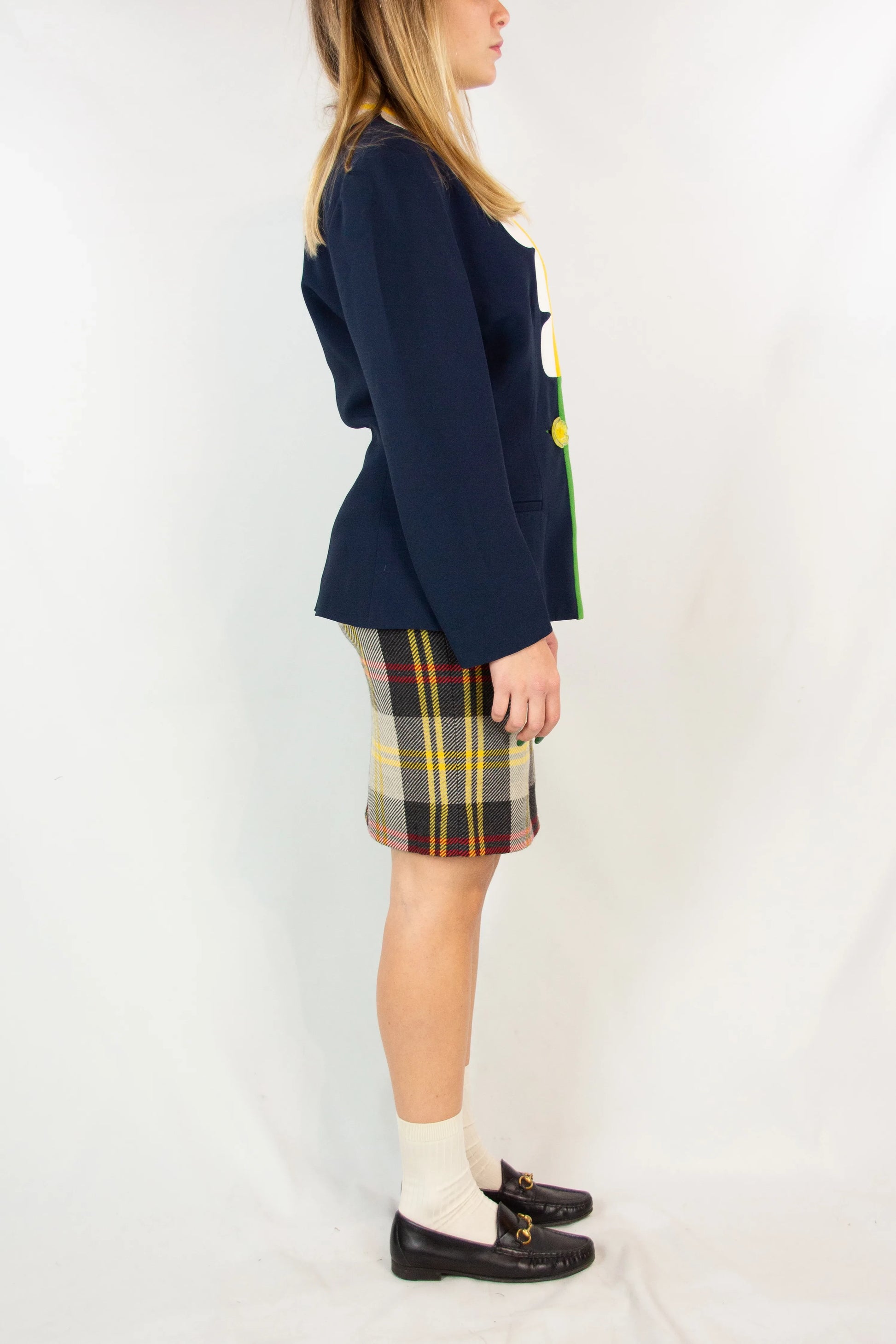 Navy Blue Jacket with Daisy Details