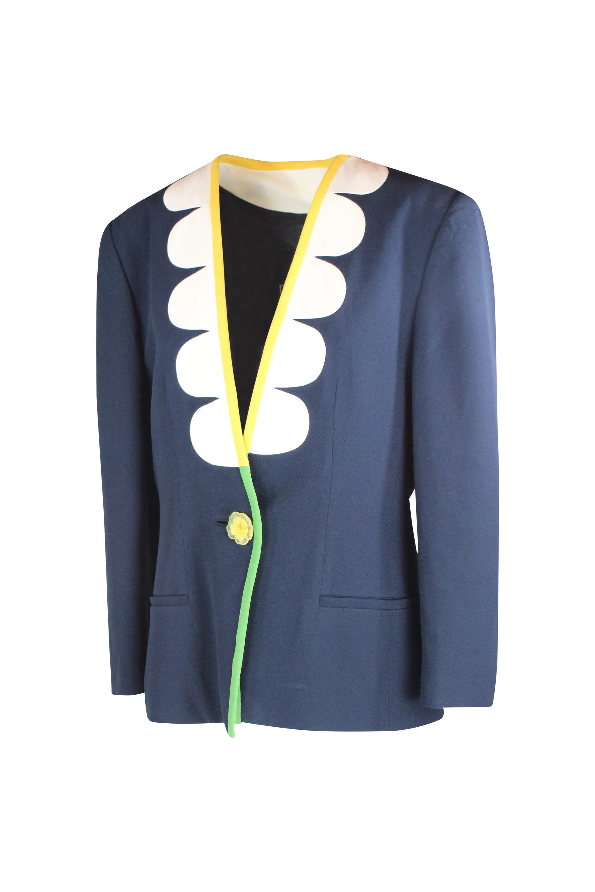 Navy Blue Jacket with Daisy Details