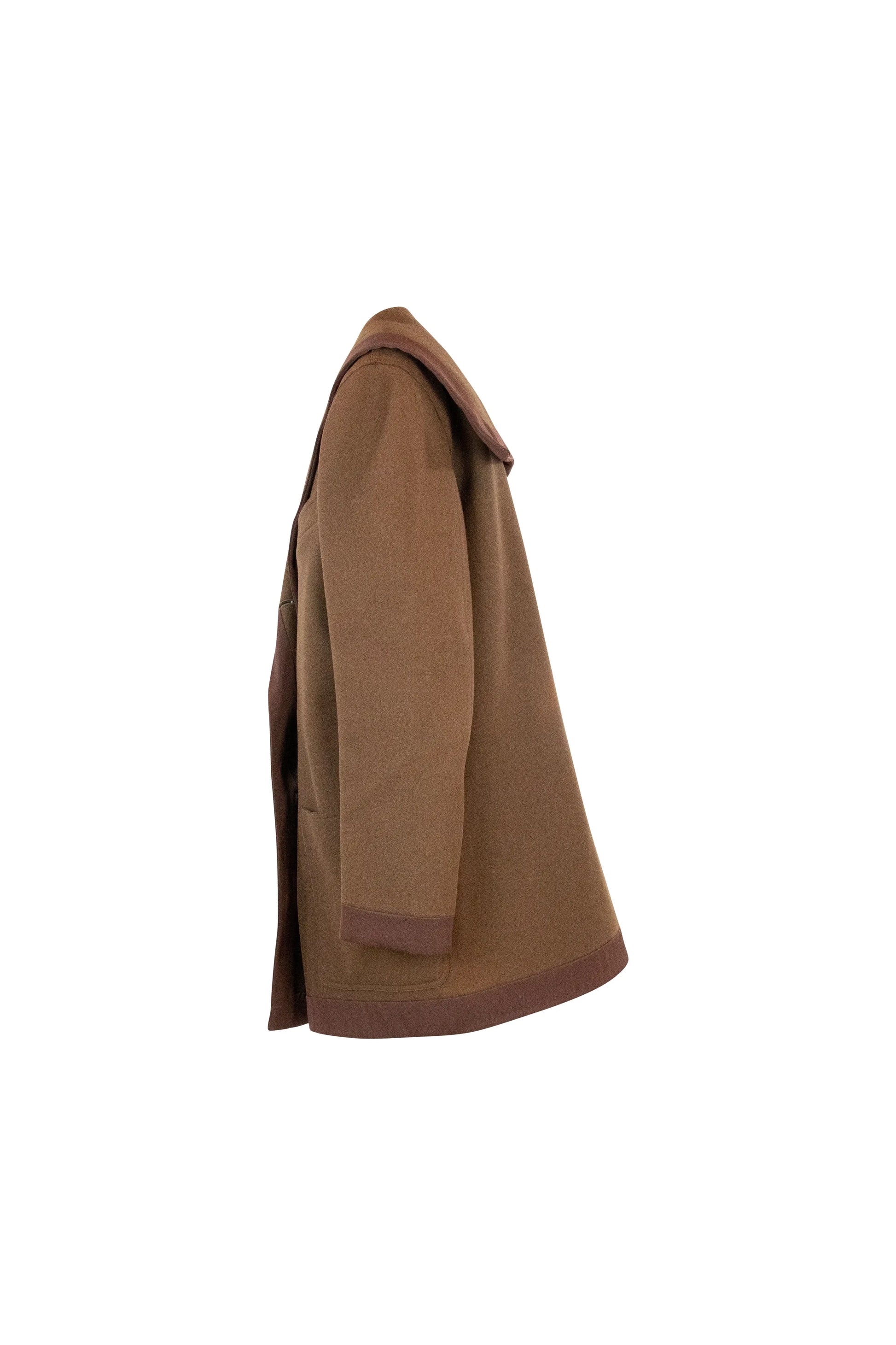 Brown Wool Marinière Coat with Anchor Buttons