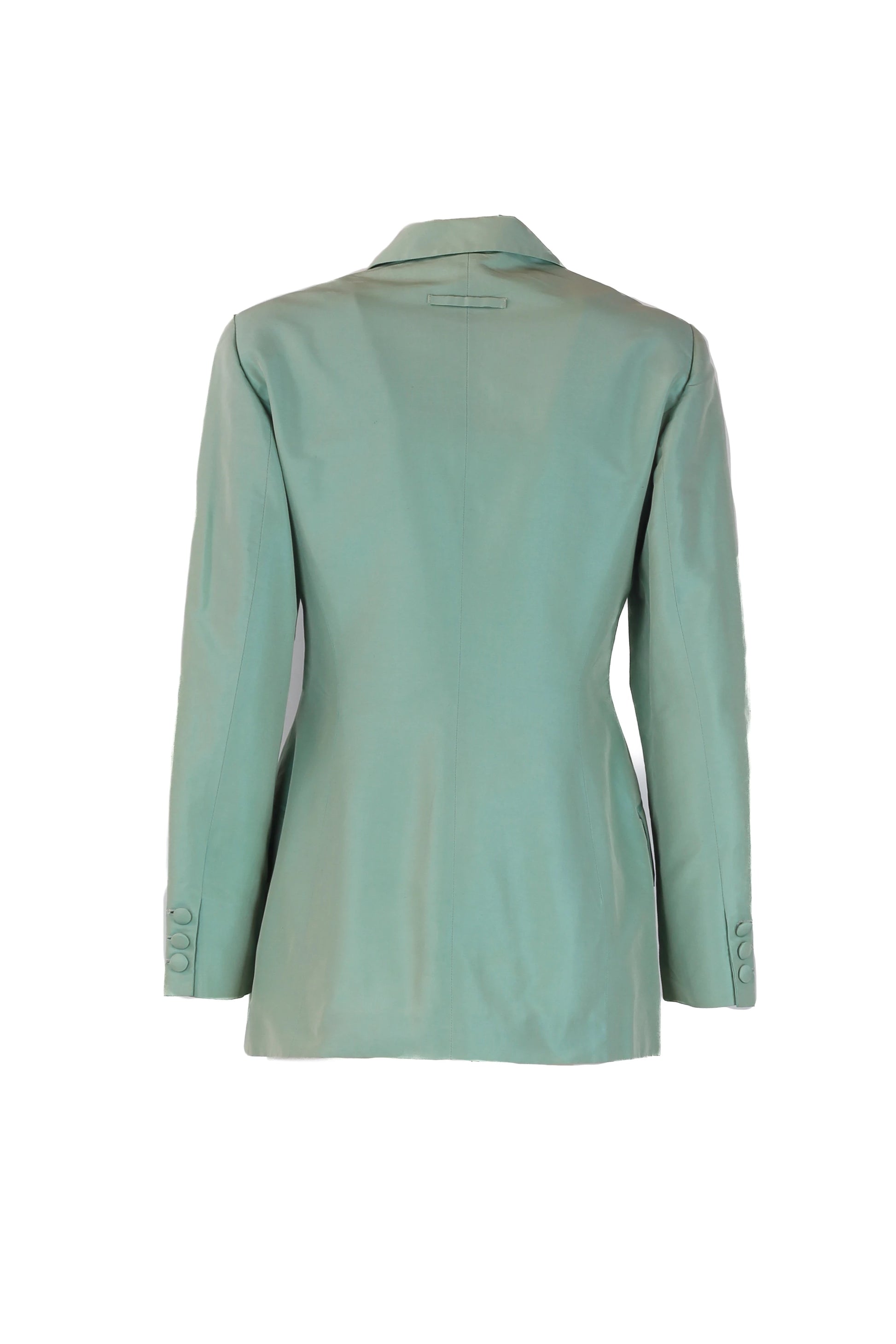 Vintage Corset-Waist Blazer with Silk Leaf Appliqué