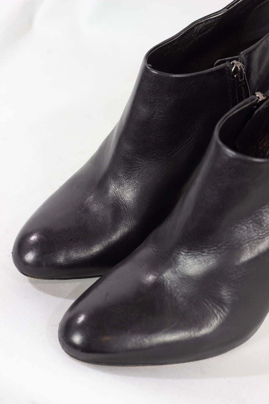 Black leather ankle boots