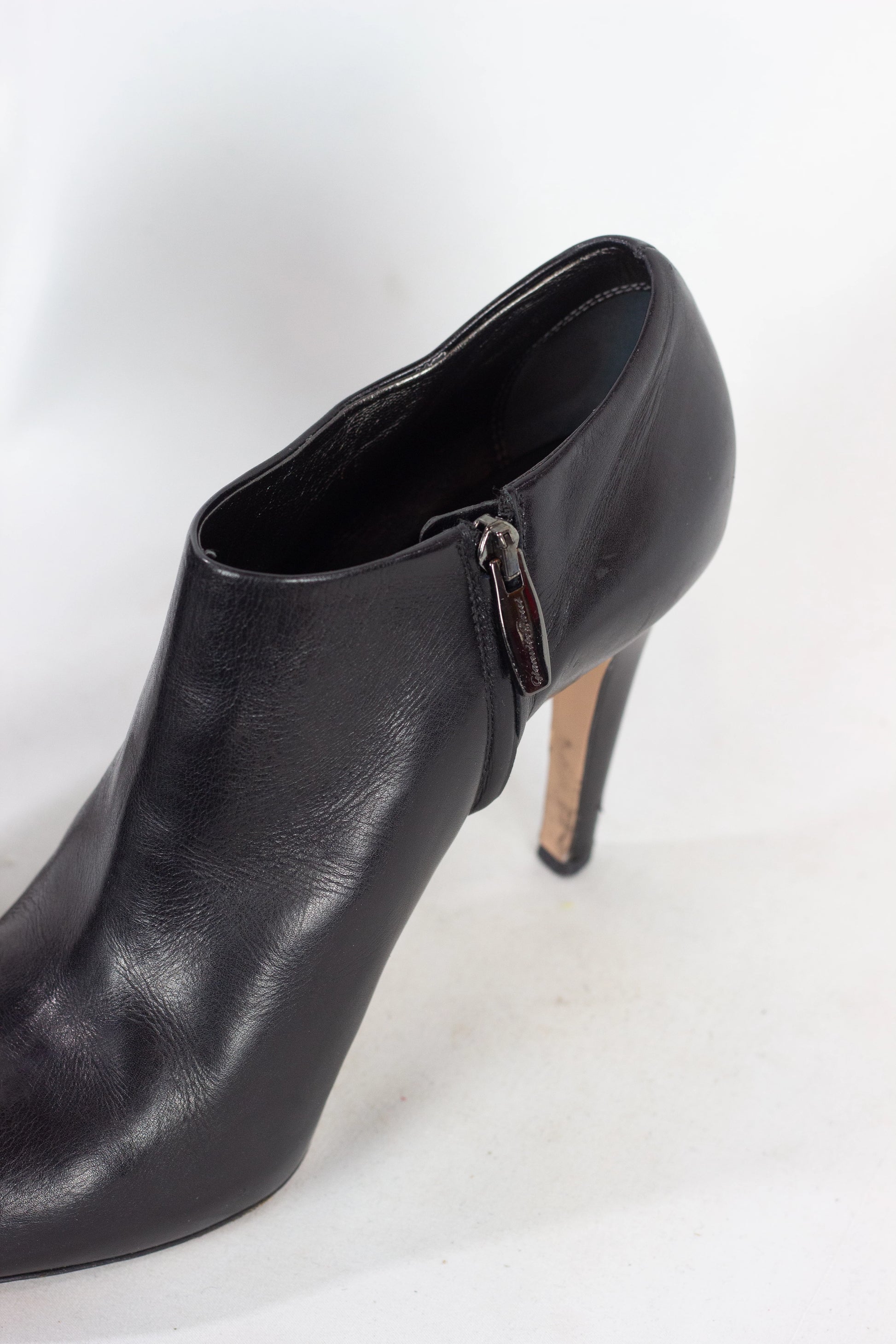 Black leather ankle boots