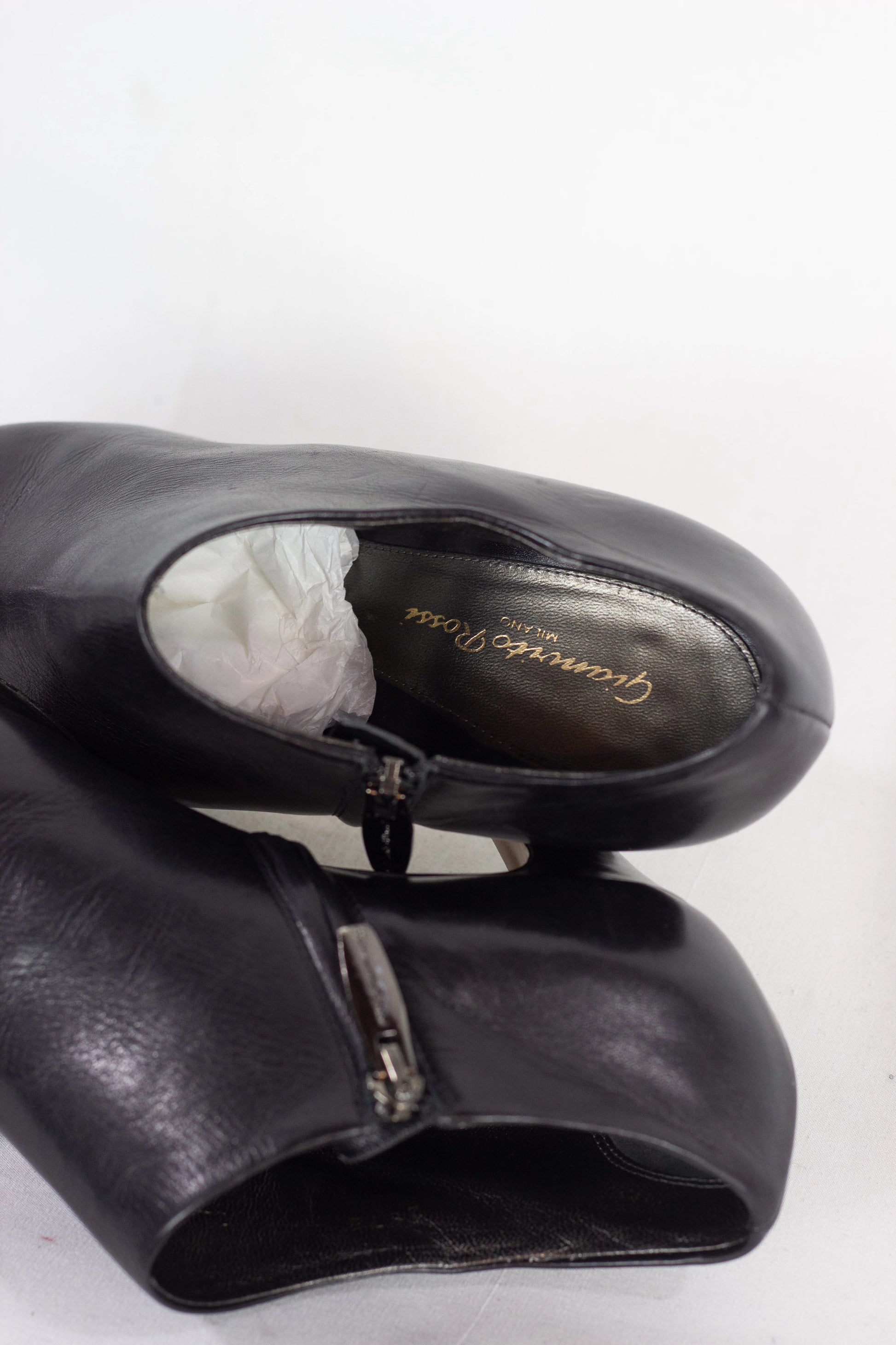 Black leather ankle boots