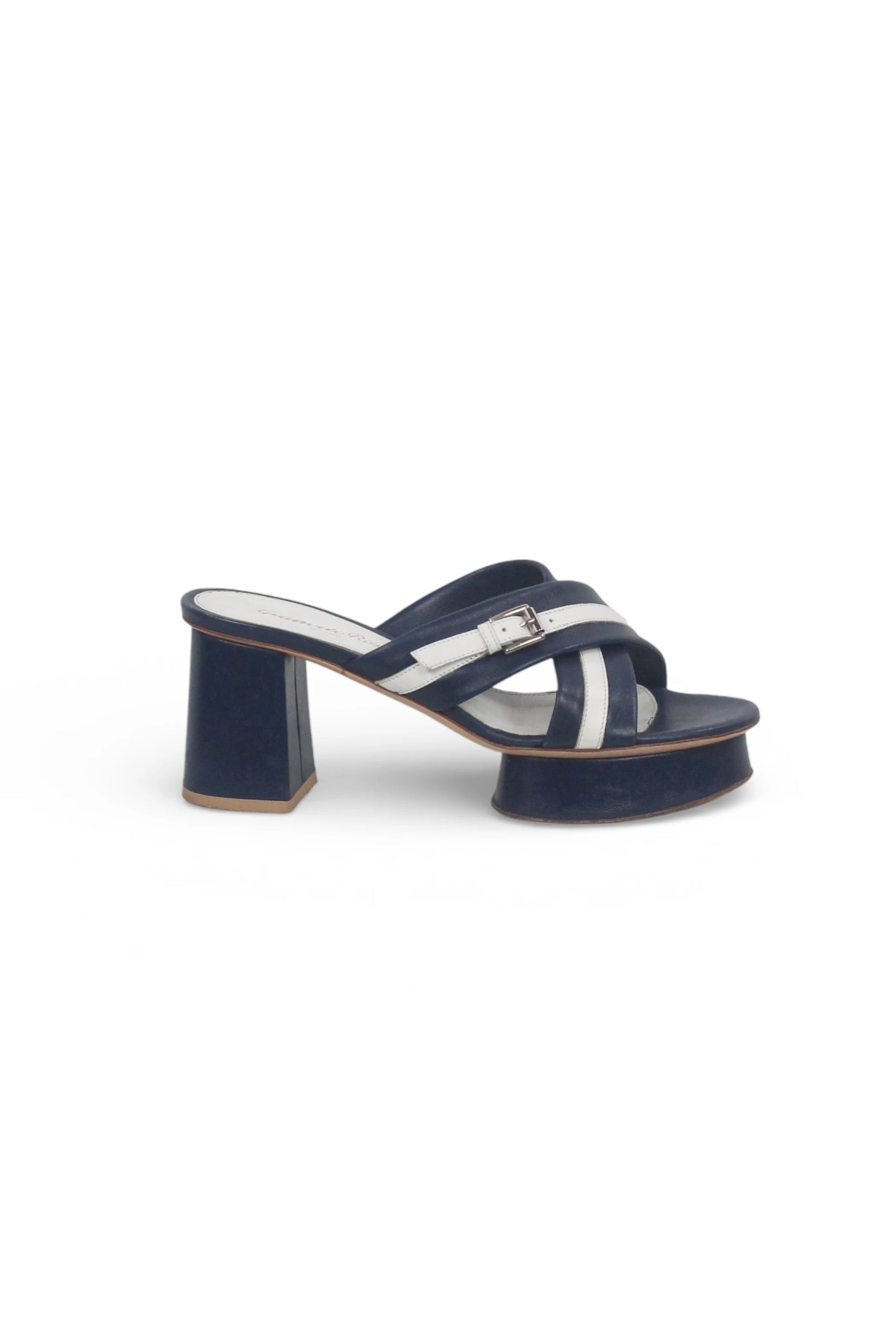 Blue White Marinière Platform Sandals