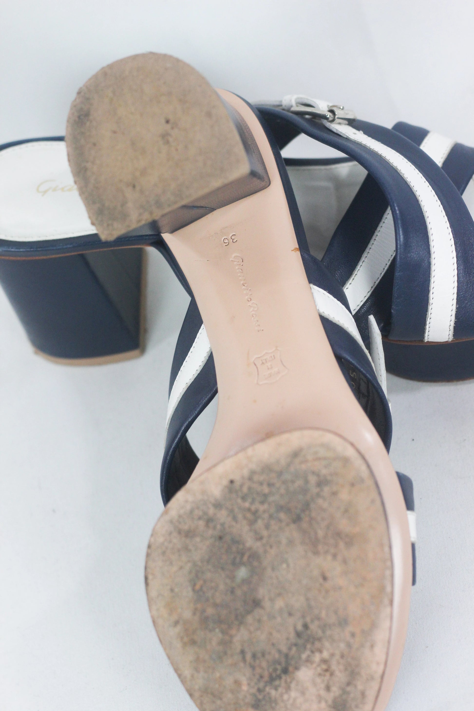 Blue White Marinière Platform Sandals