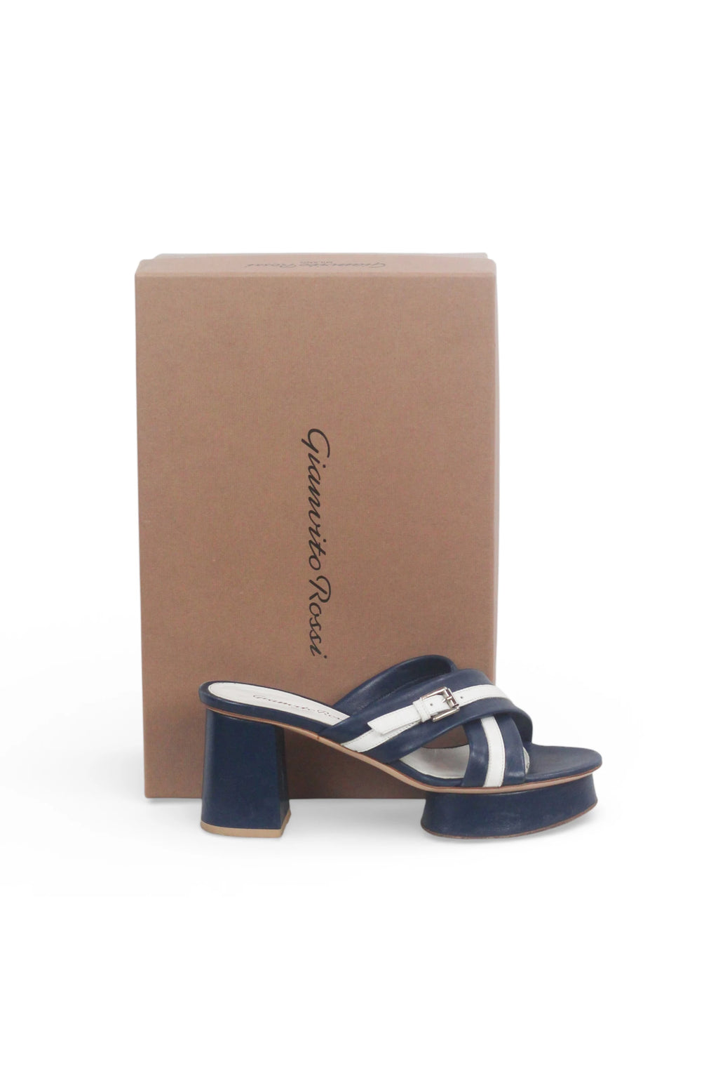 Blue White Marinière Platform Sandals