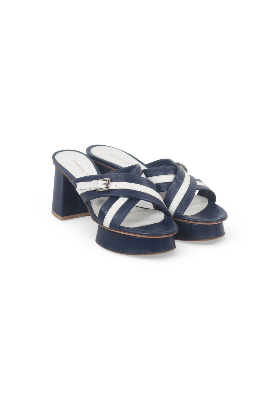 Blue White Marinière Platform Sandals