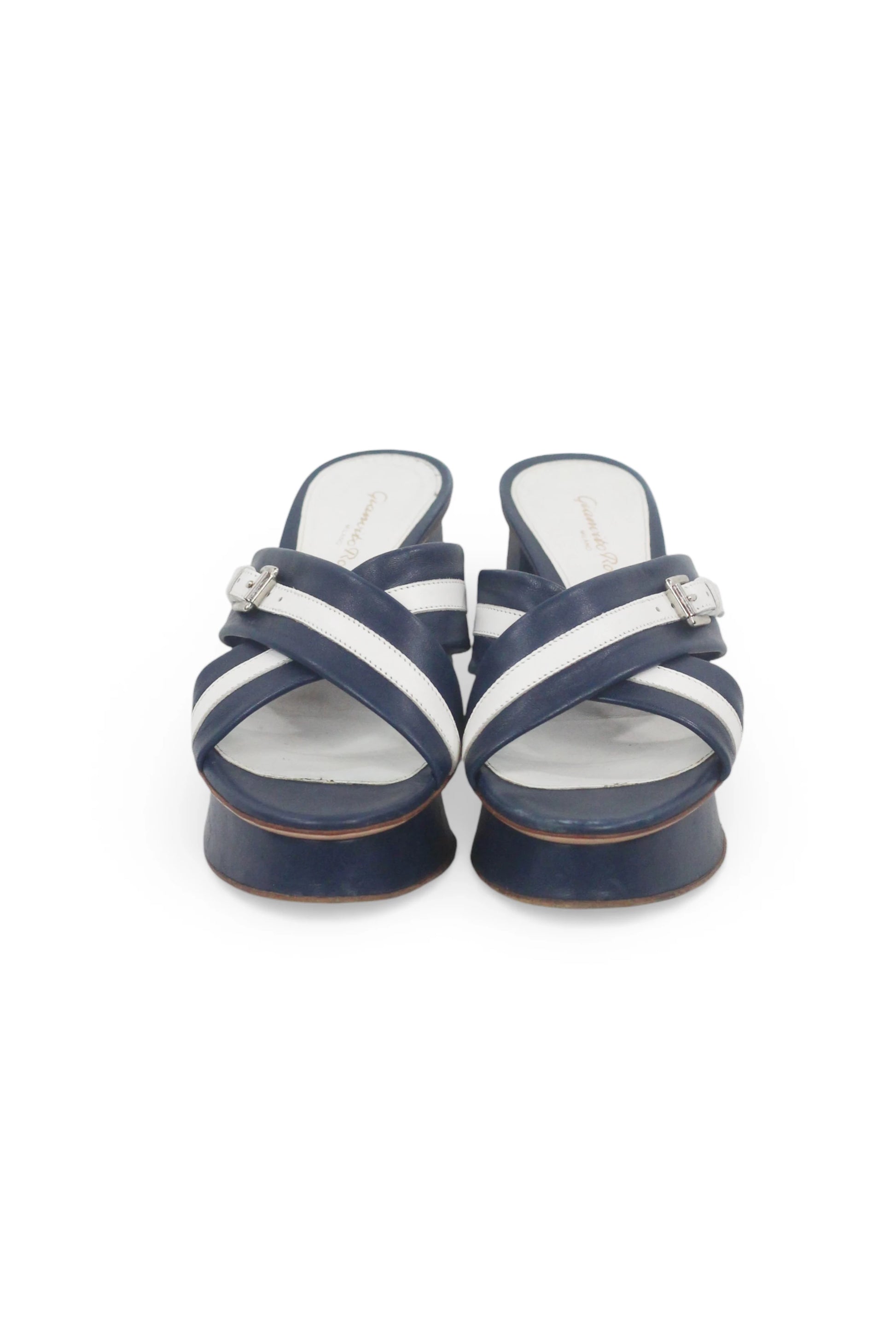 Blue White Marinière Platform Sandals