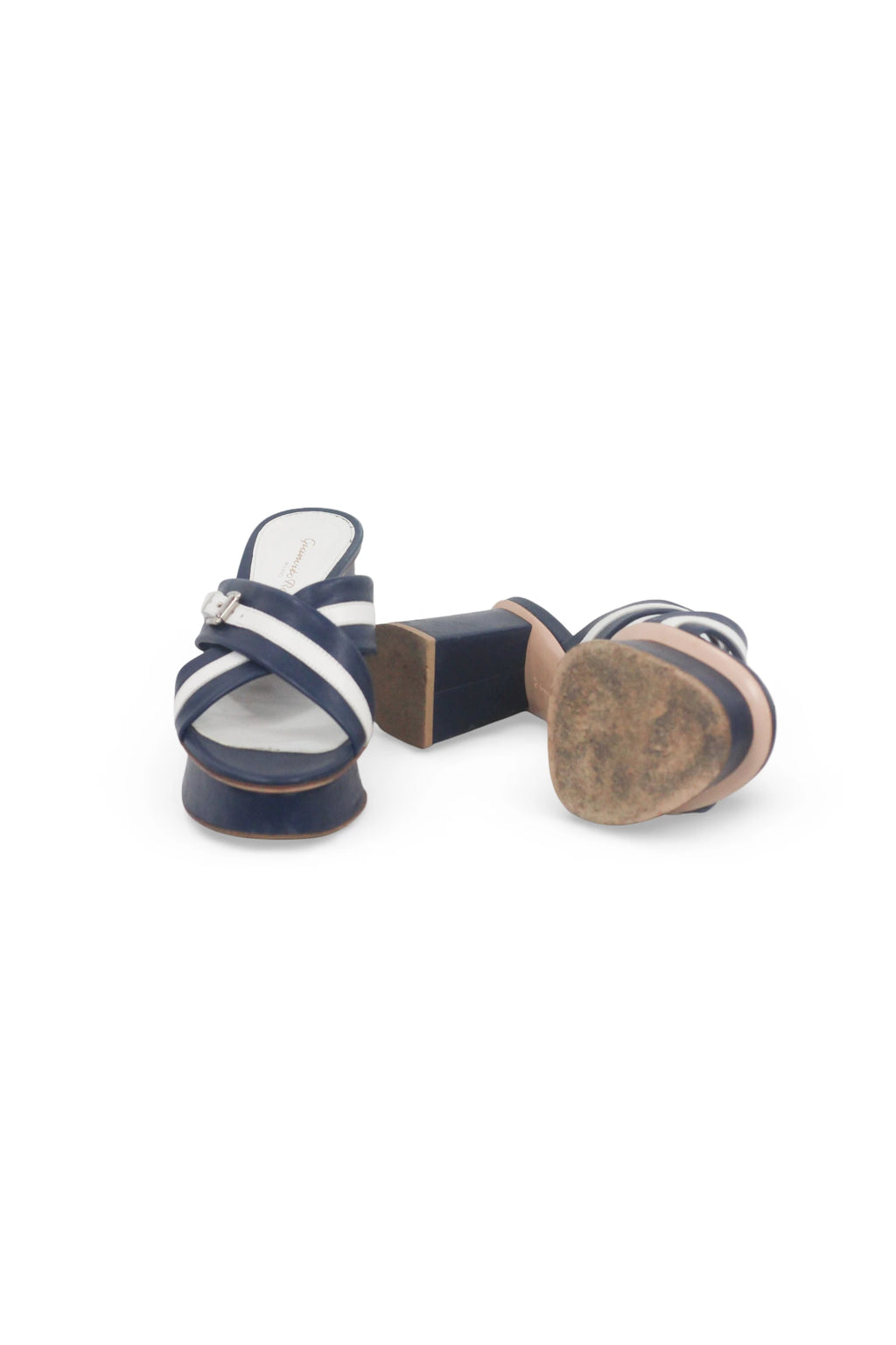 Blue White Marinière Platform Sandals