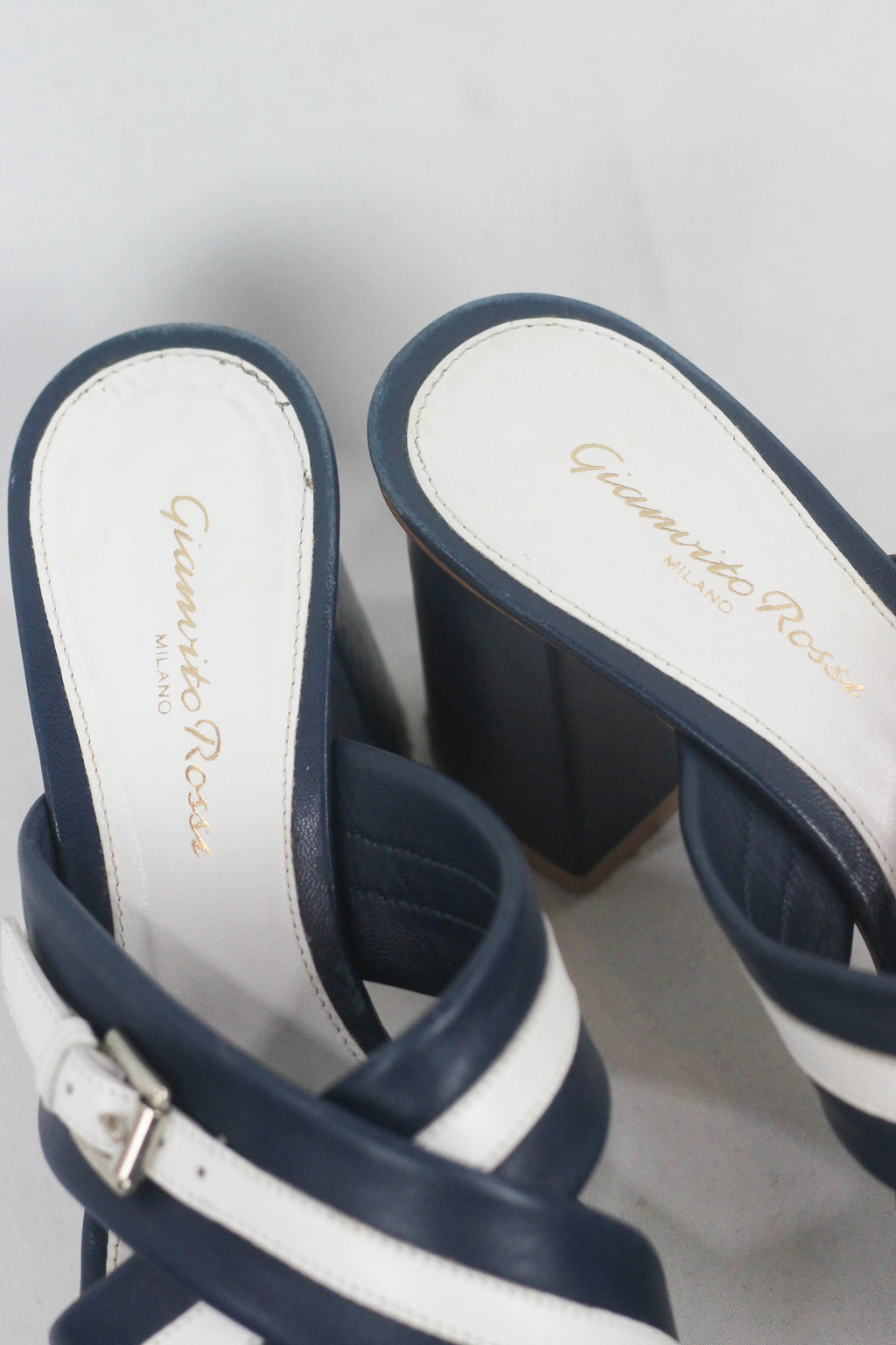 Blue White Marinière Platform Sandals