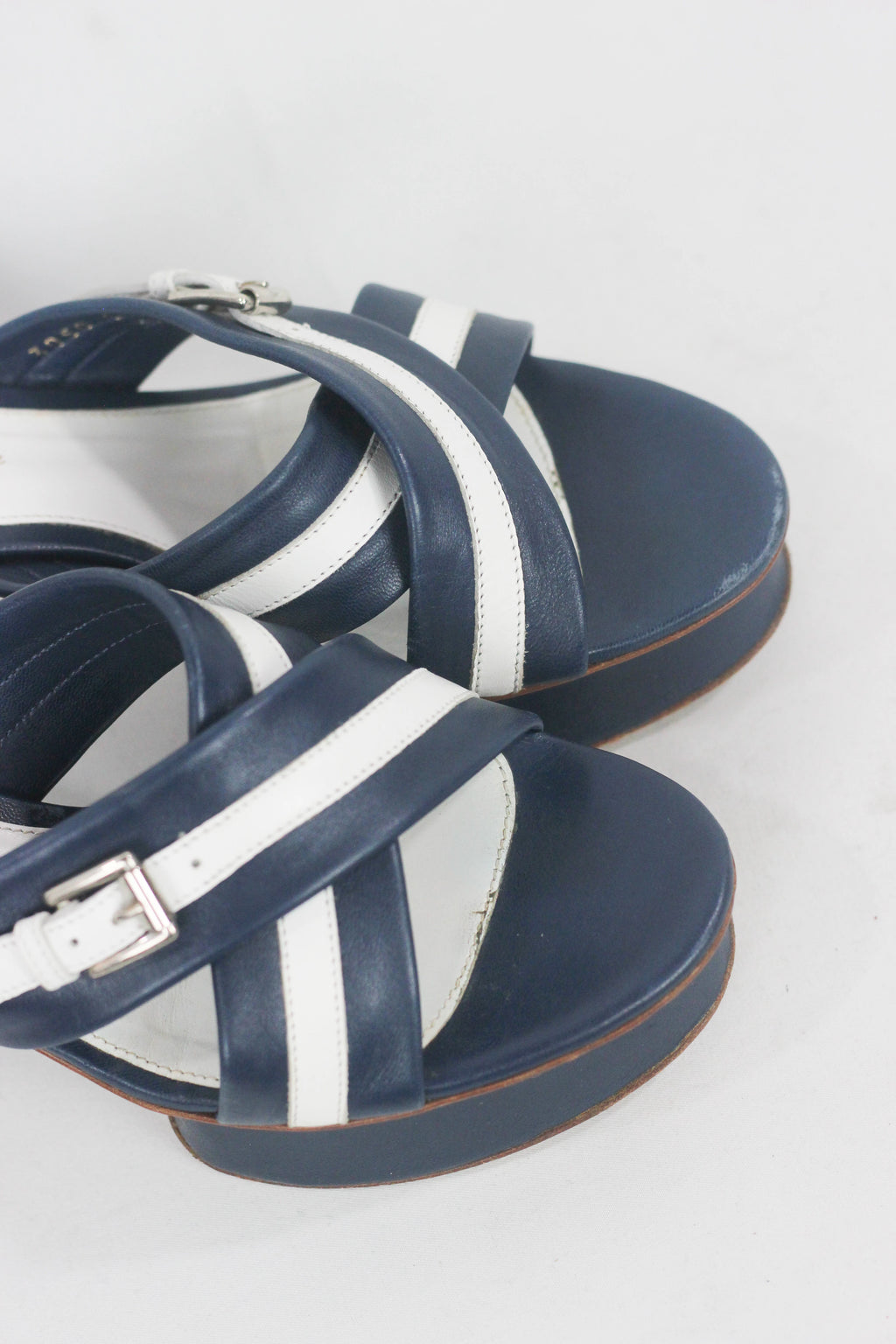 Blue White Marinière Platform Sandals
