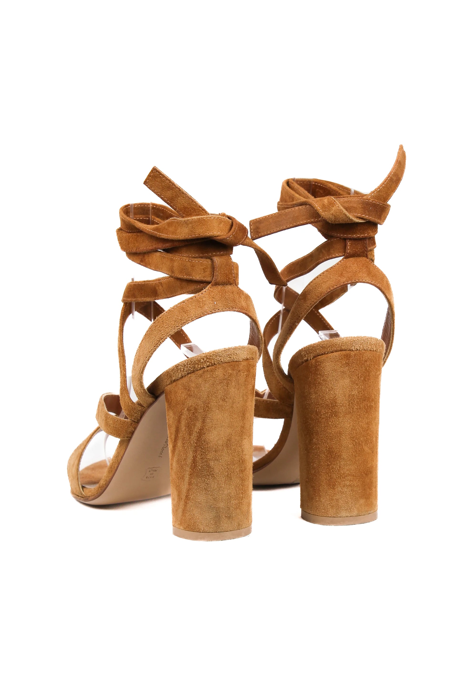 Suede sandals with ankle laces