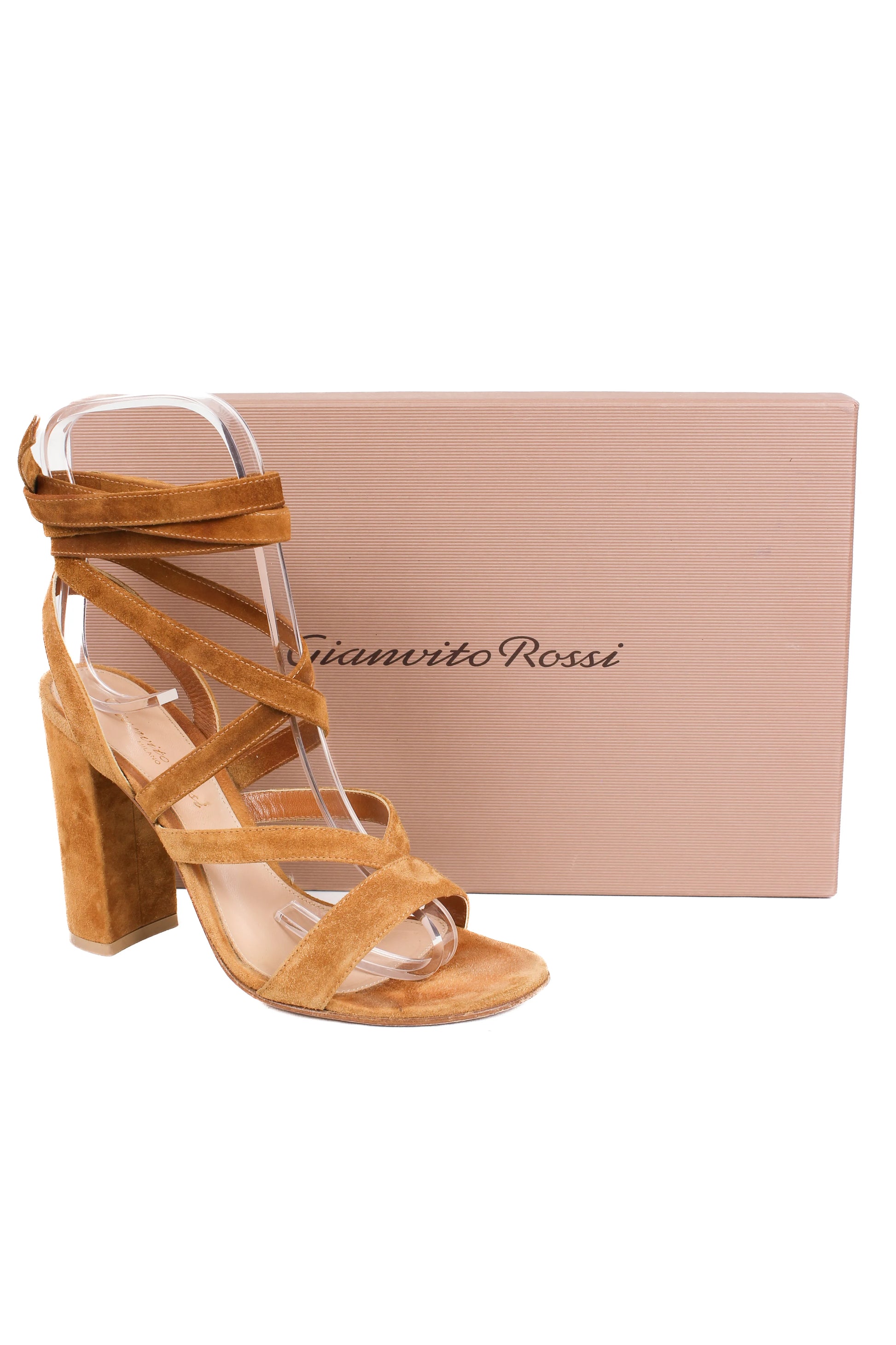 Suede sandals with ankle laces