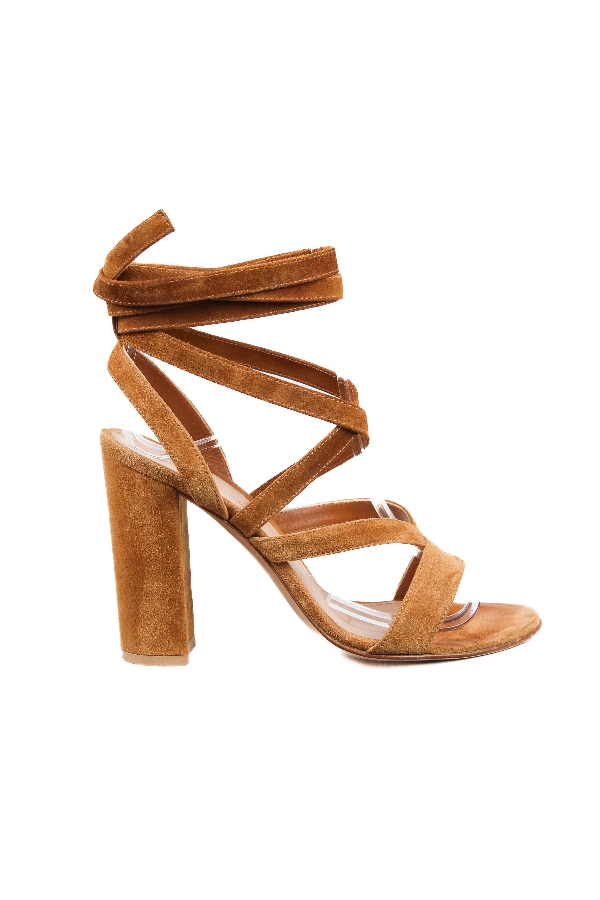 Suede sandals with ankle laces