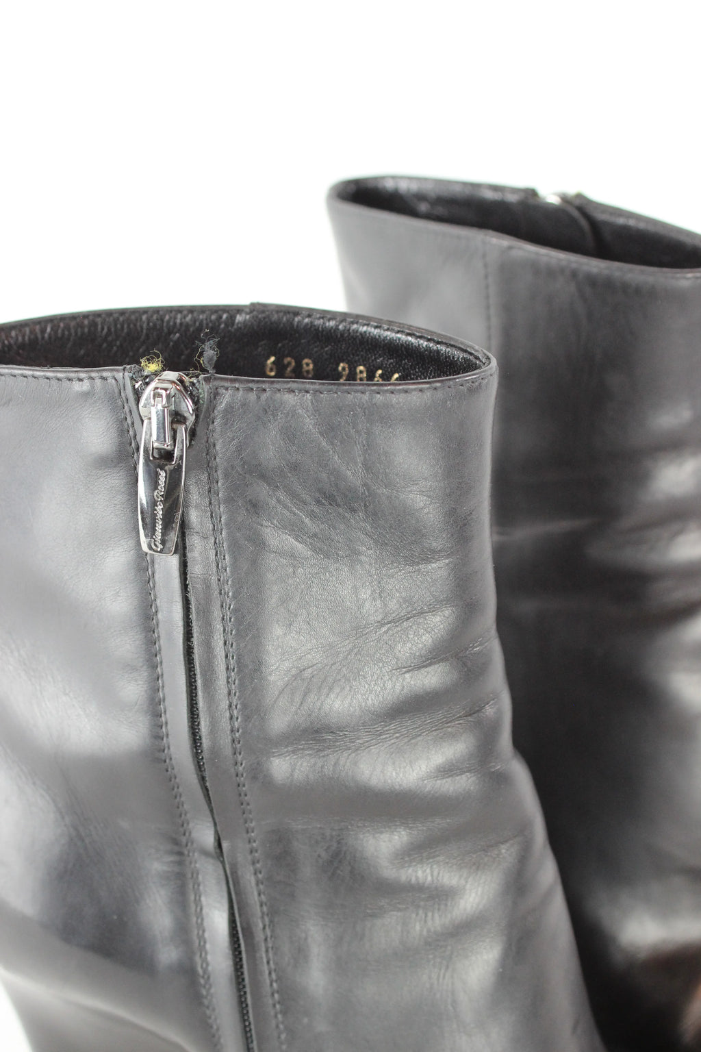 Black leather wedges boots