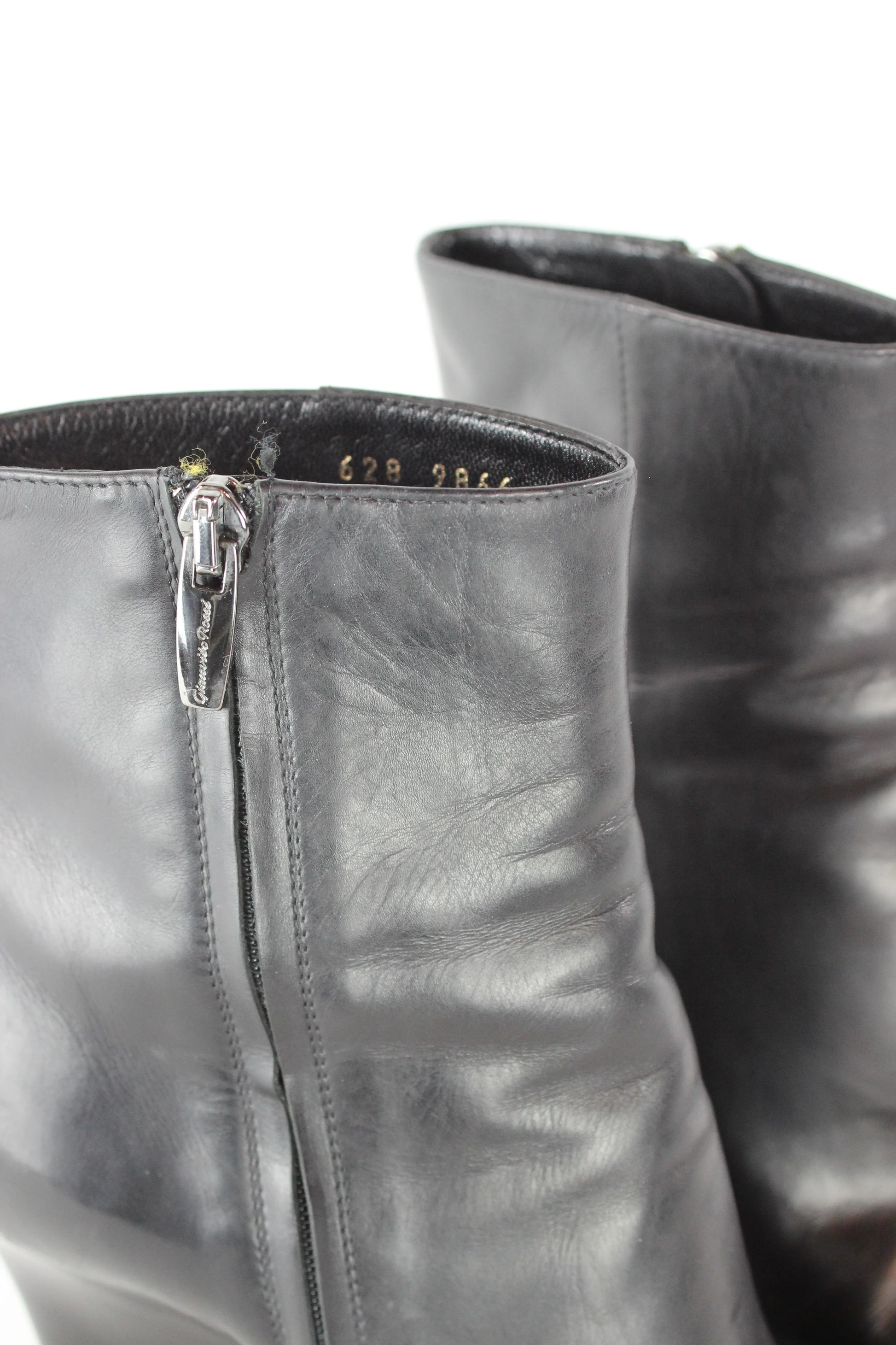 Black leather wedges boots