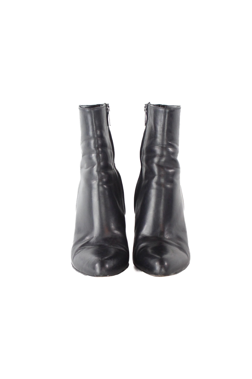 Black leather wedges boots