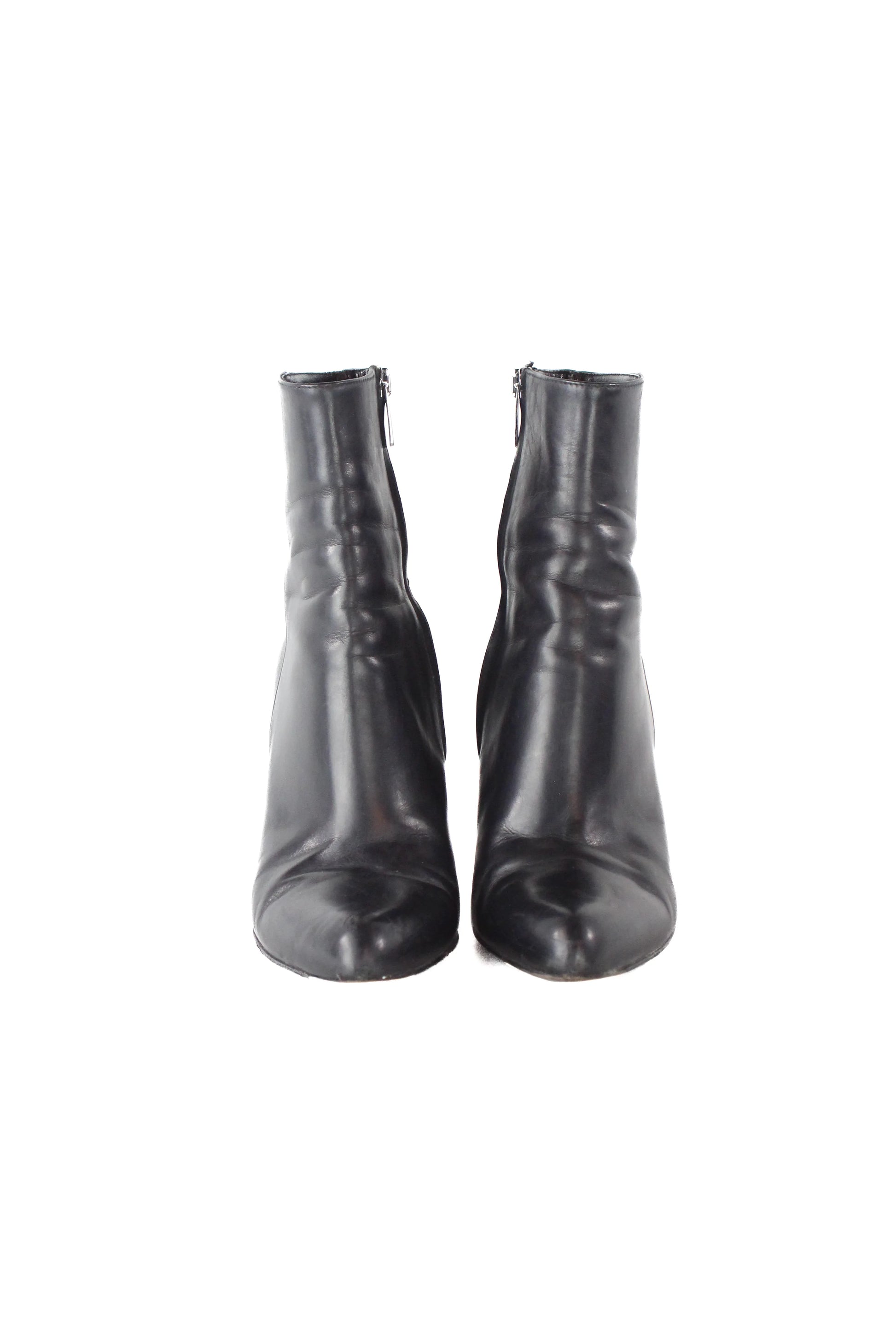 Black leather wedges boots