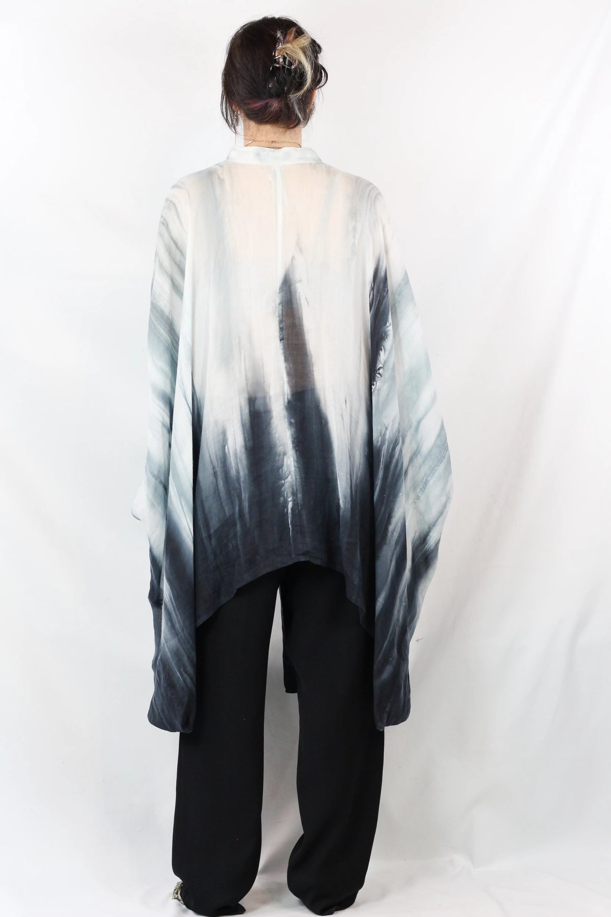 Gauze Linen Shirt Dress Shibori Tie-Dye