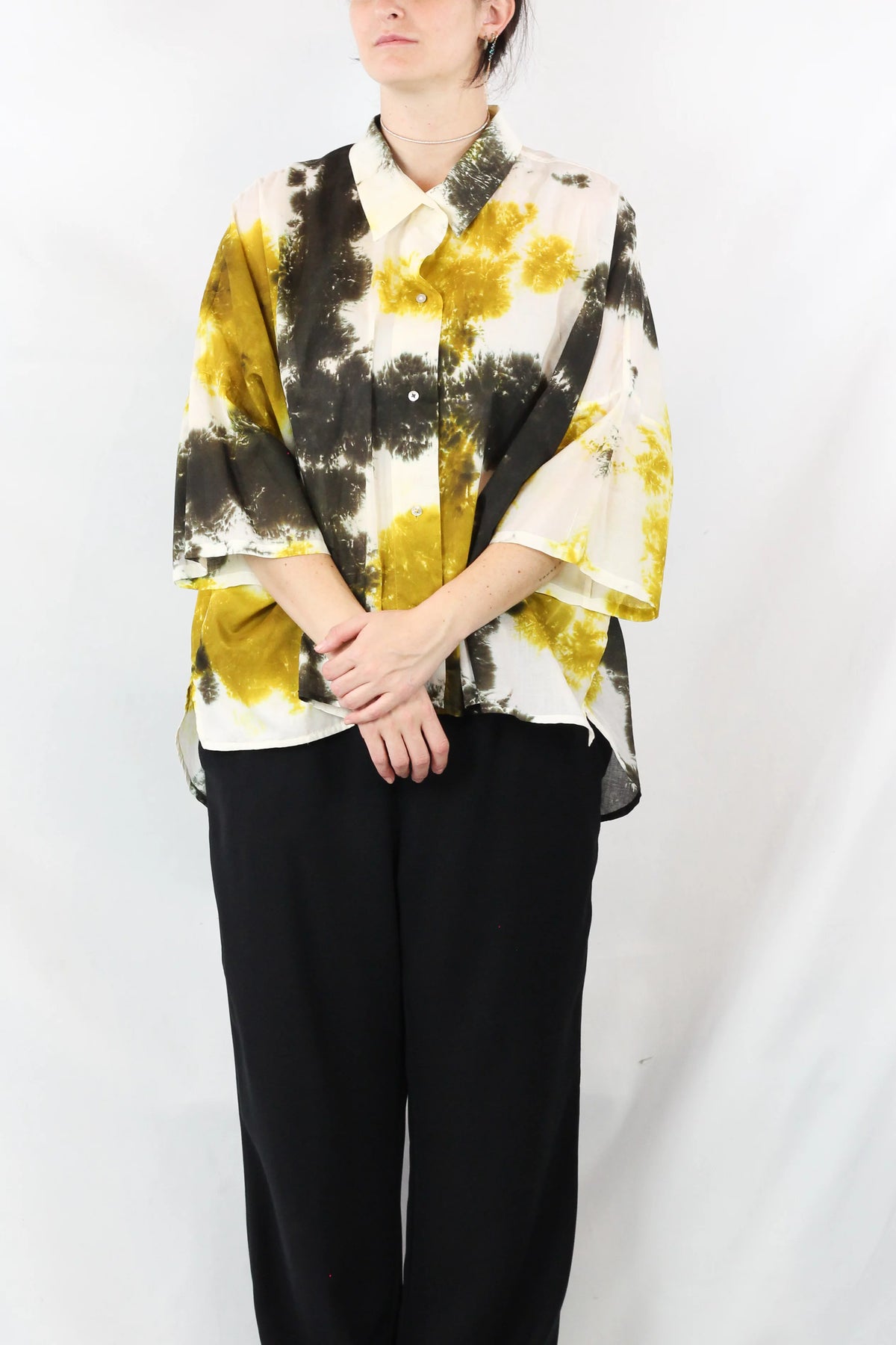 Gauze Linen Tie-Dye Oversized Shirt Top