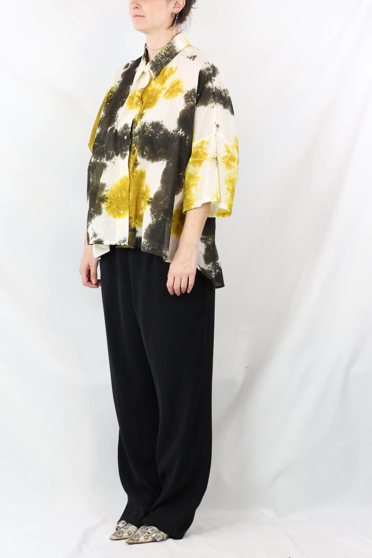 Gauze Linen Tie-Dye Oversized Shirt Top