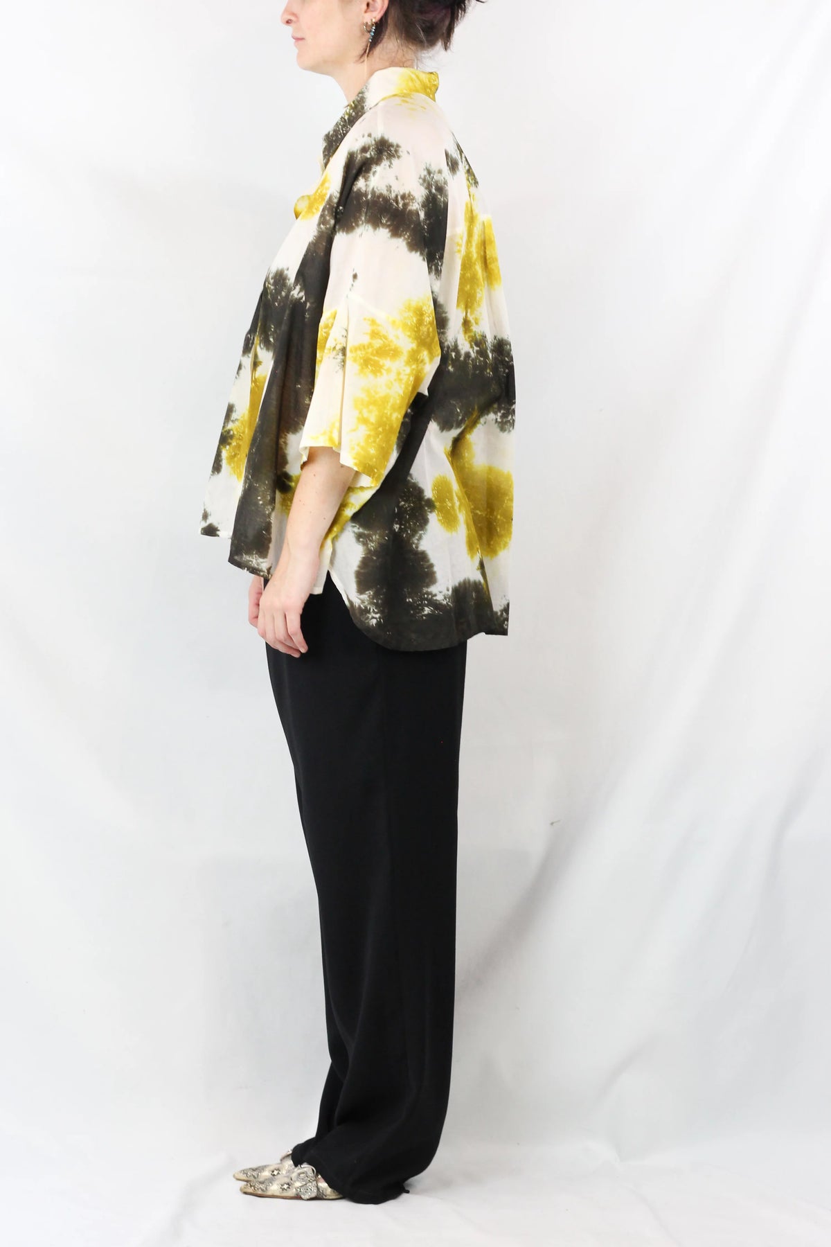 Gauze Linen Tie-Dye Oversized Shirt Top