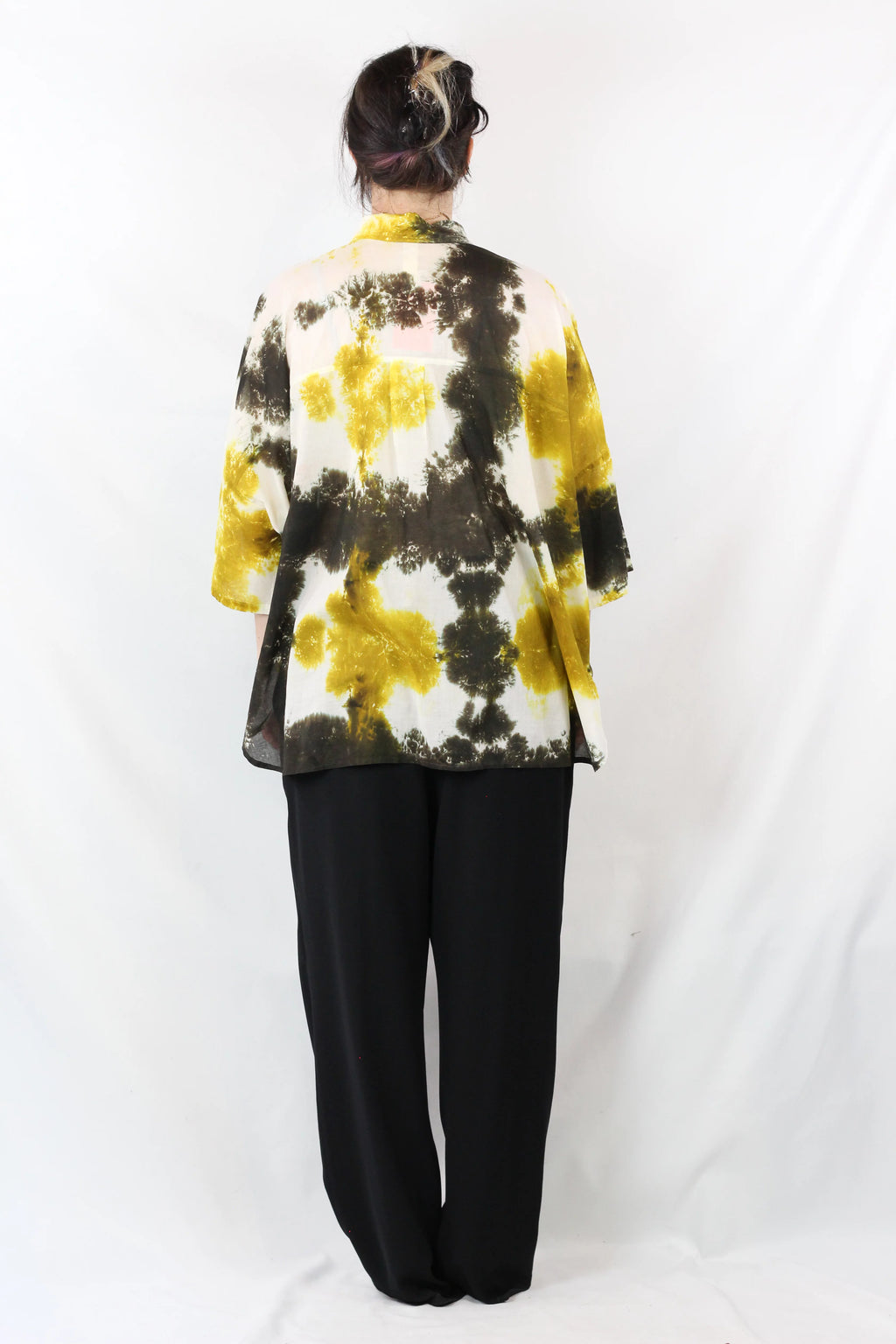 Camicia oversize in lino garzato tie-dye