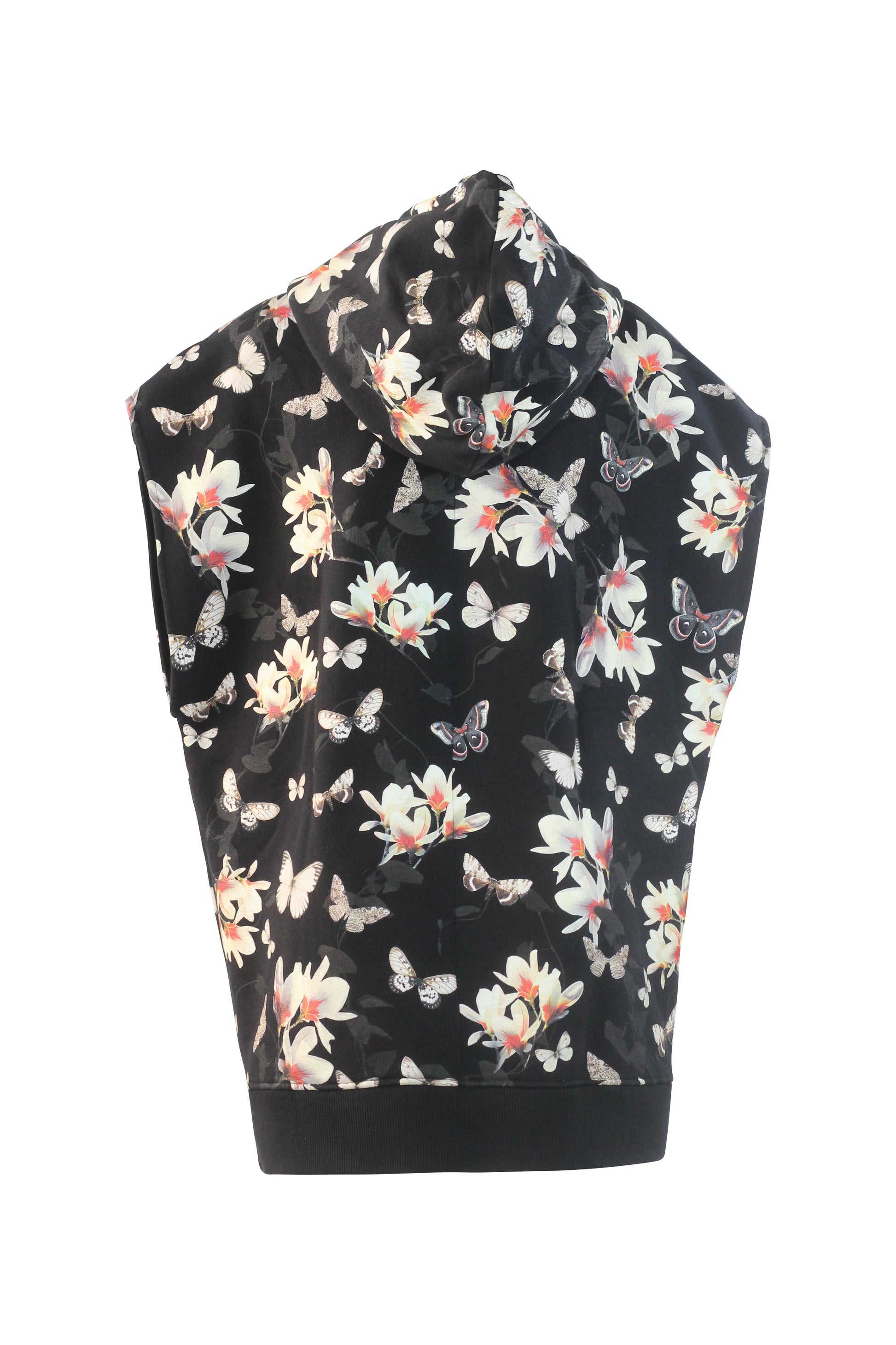 Sleeveless Black Hoodie with Butterfly