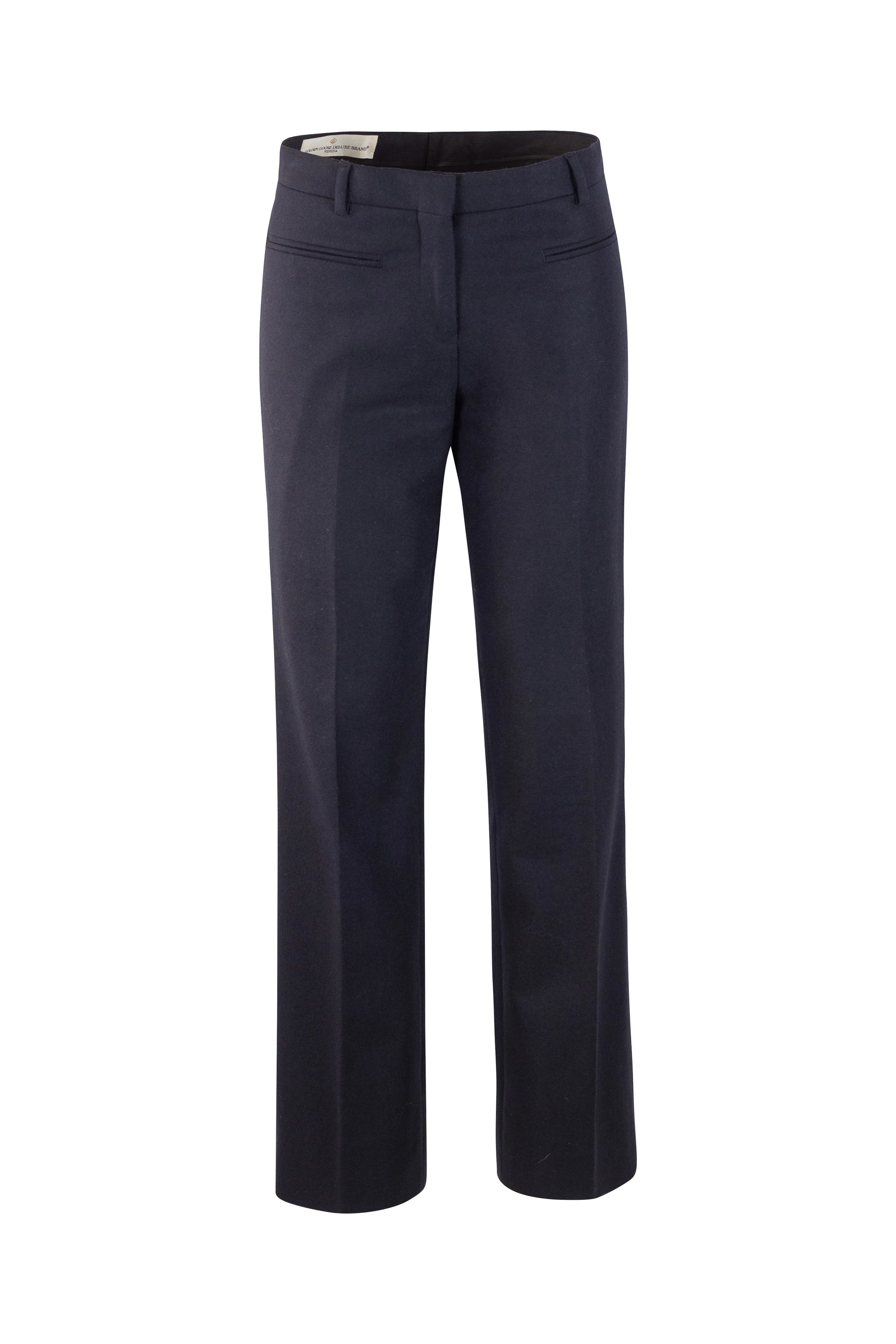 High-Waisted Black Wool Trousers
