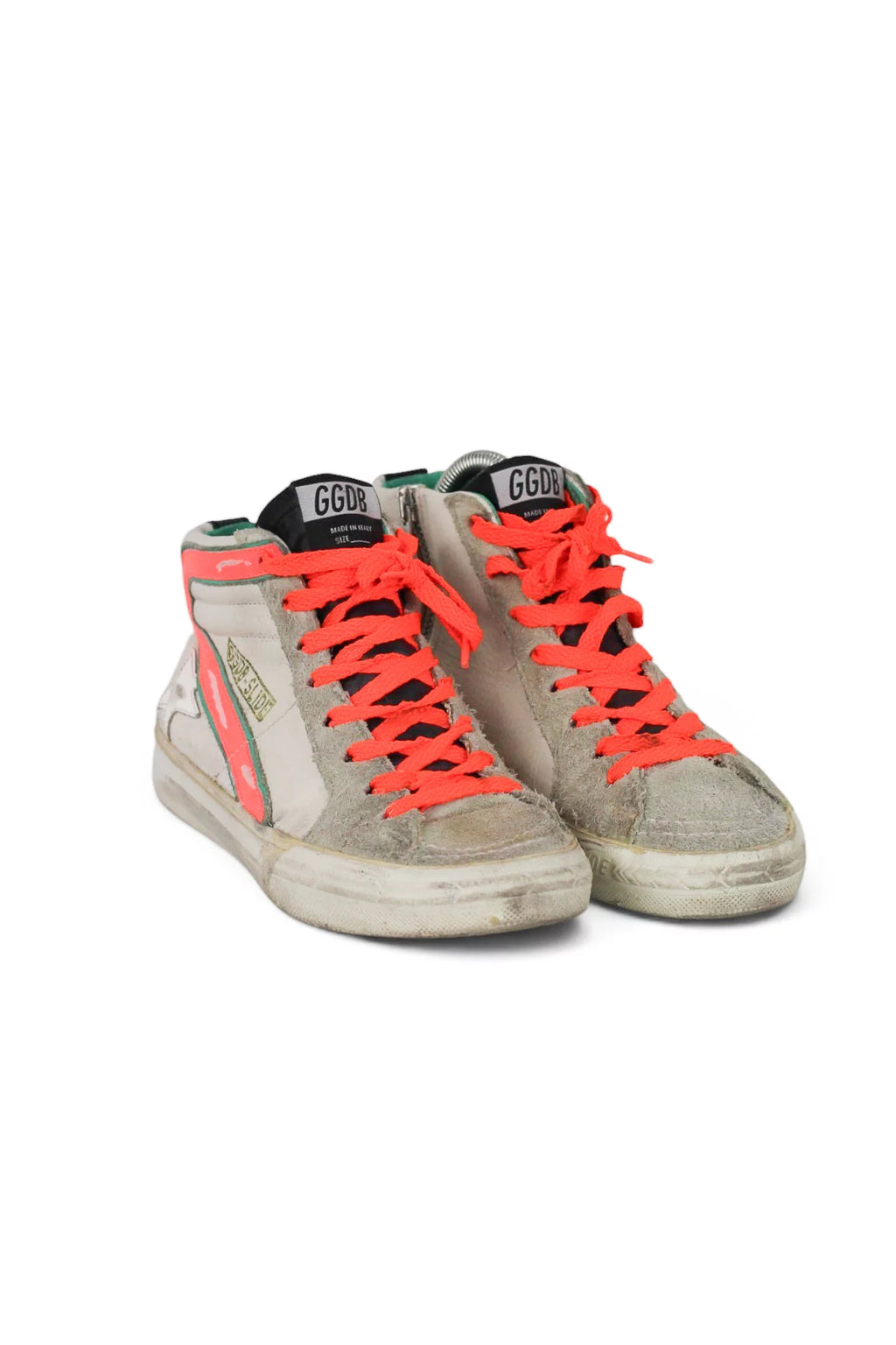 High-Top Sneakers Neon Red Laces
