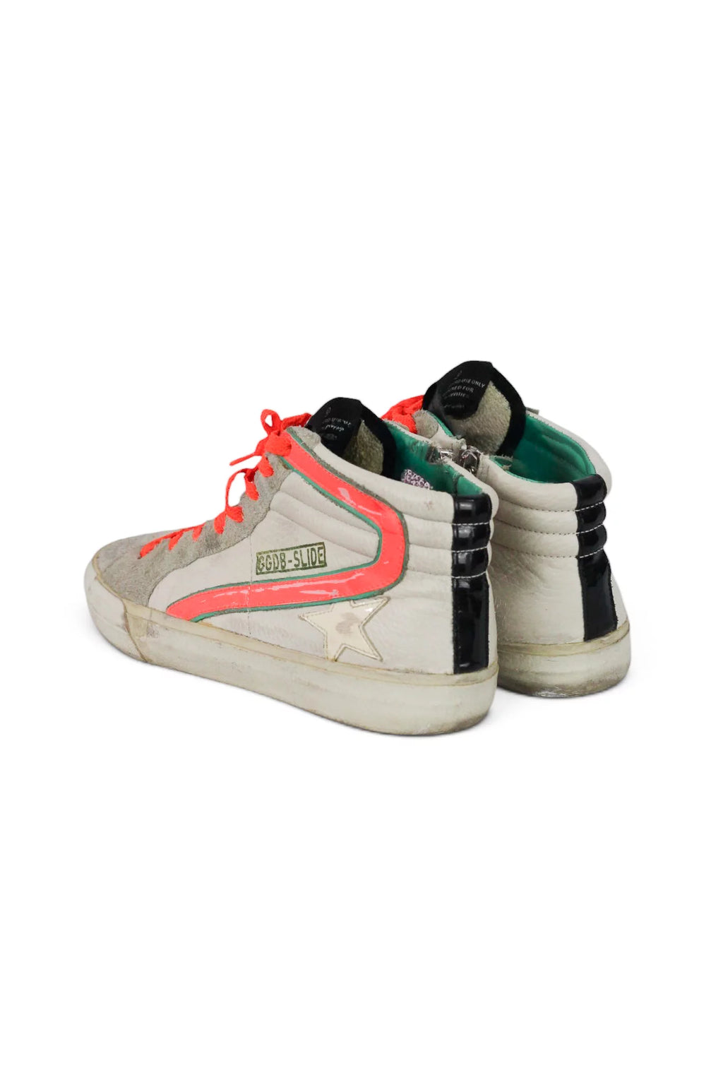 High-Top Sneakers Neon Red Laces