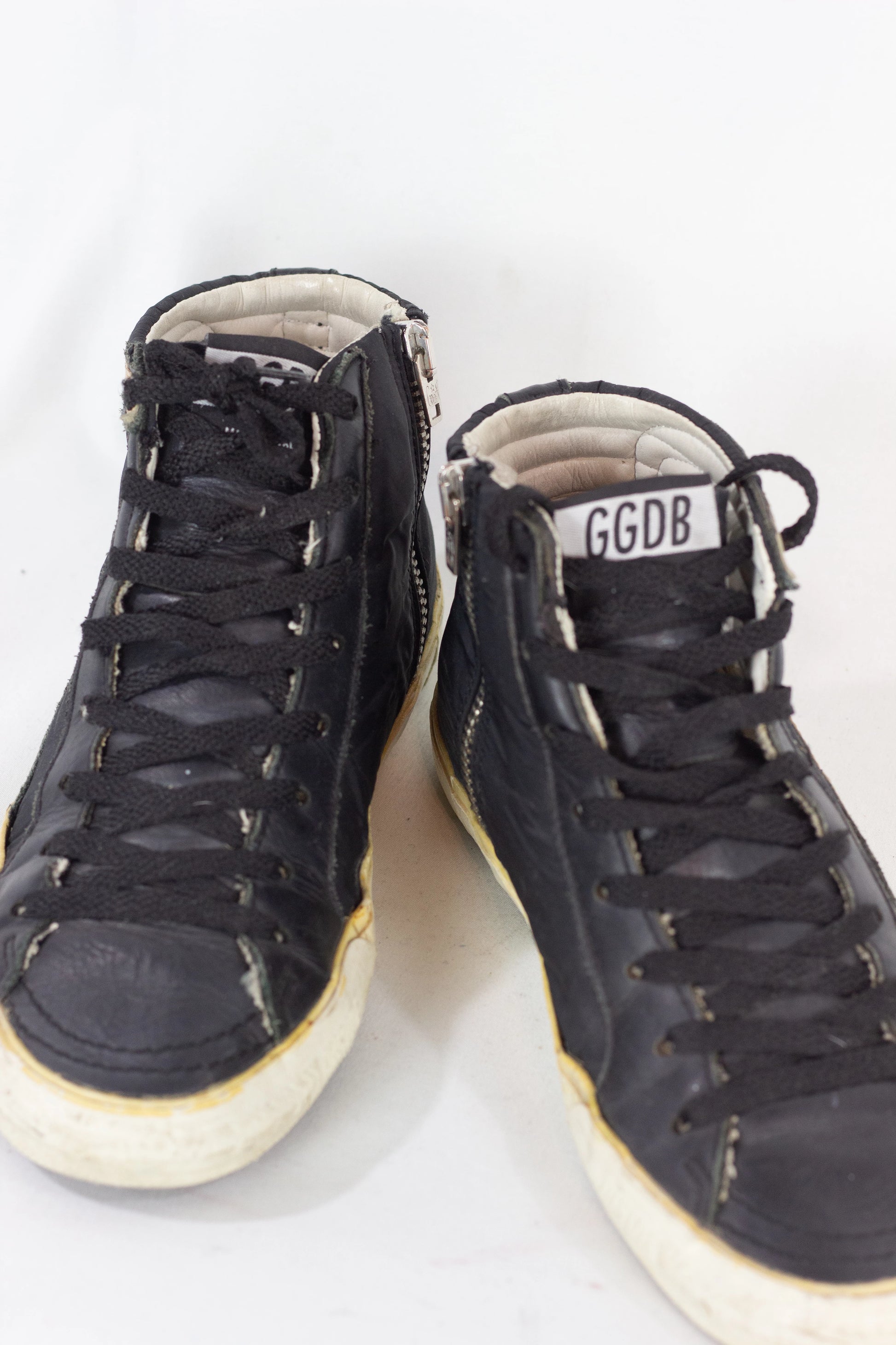 Black Leather Hi-Top Sneakers