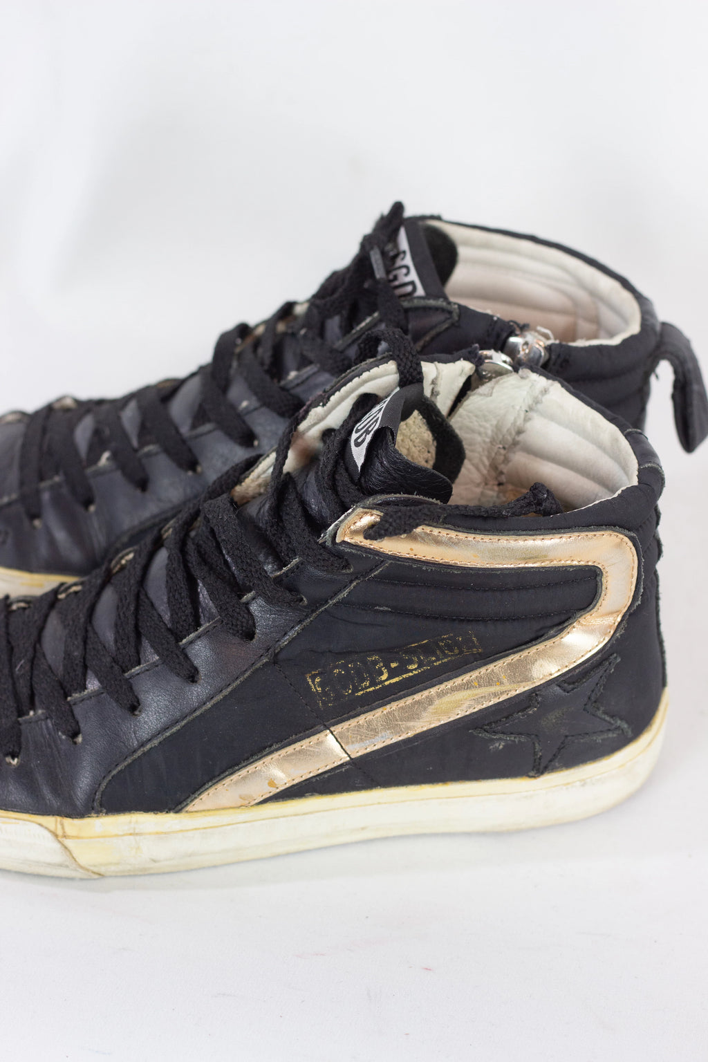 Black Leather Hi-Top Sneakers