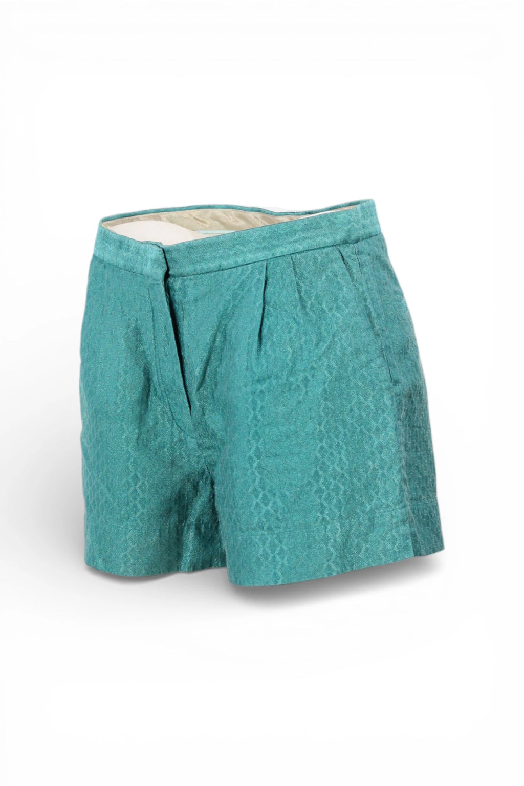 Tailored Teal Cotton Shorts
