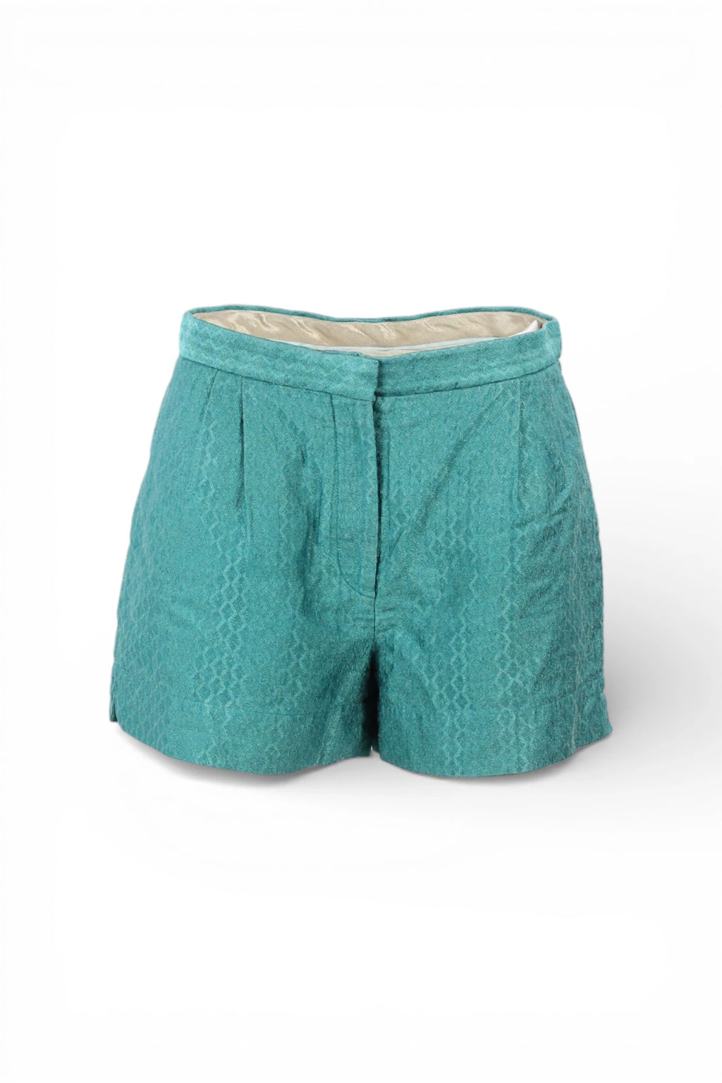 Tailored Teal Cotton Shorts