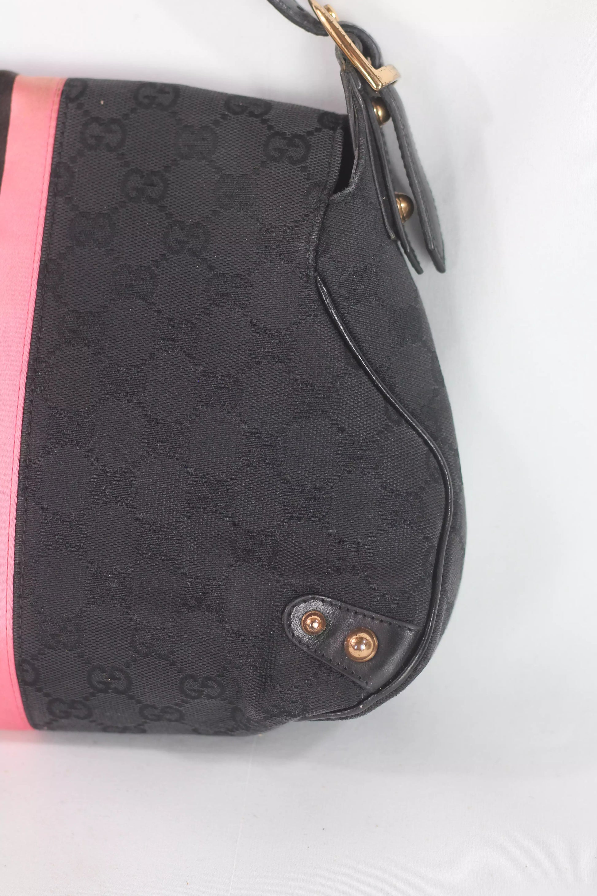 Horsebit Shoulder Bag with Web Stripe Detail