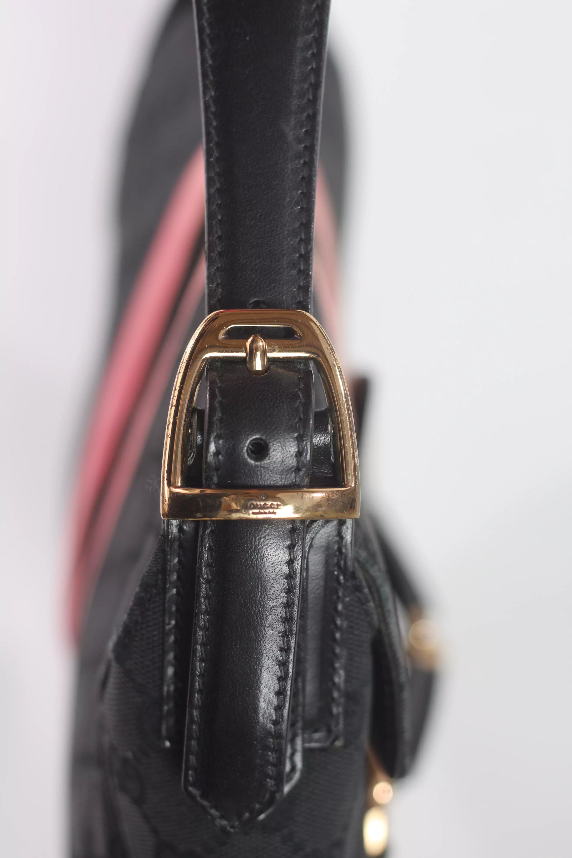 Horsebit Shoulder Bag with Web Stripe Detail