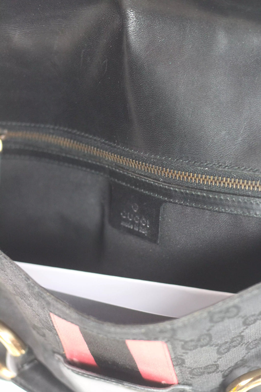 Horsebit Shoulder Bag with Web Stripe Detail