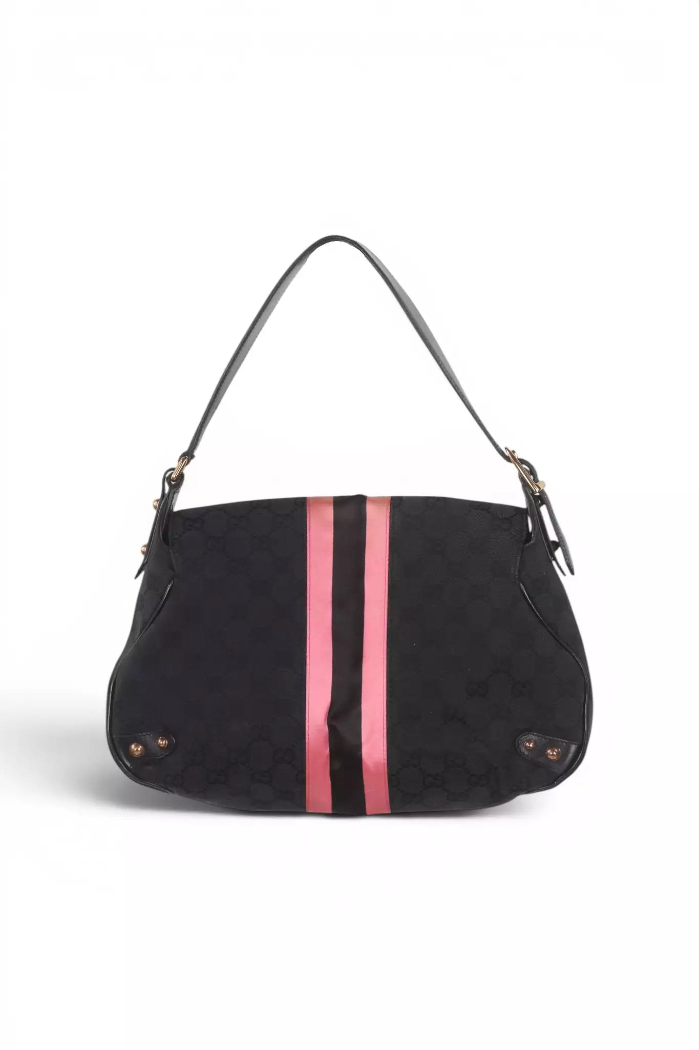 Horsebit Shoulder Bag with Web Stripe Detail
