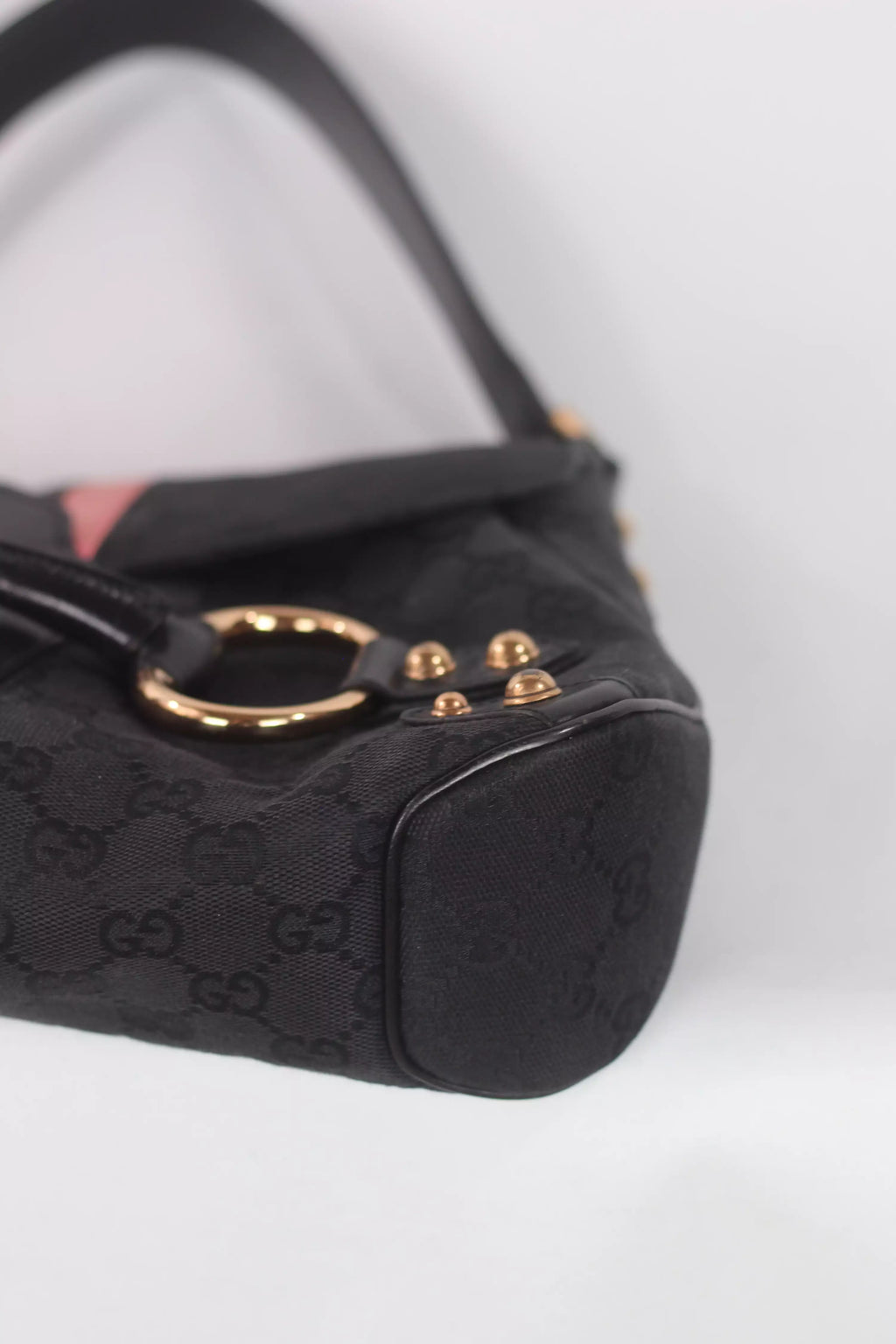 Horsebit Shoulder Bag with Web Stripe Detail