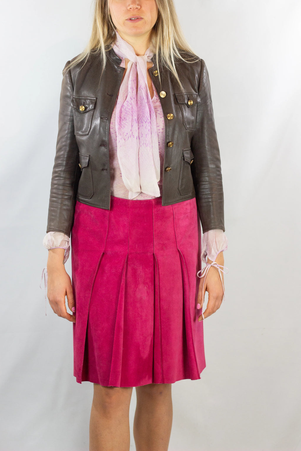 Cropped Fitted Leather Jacket SS2002