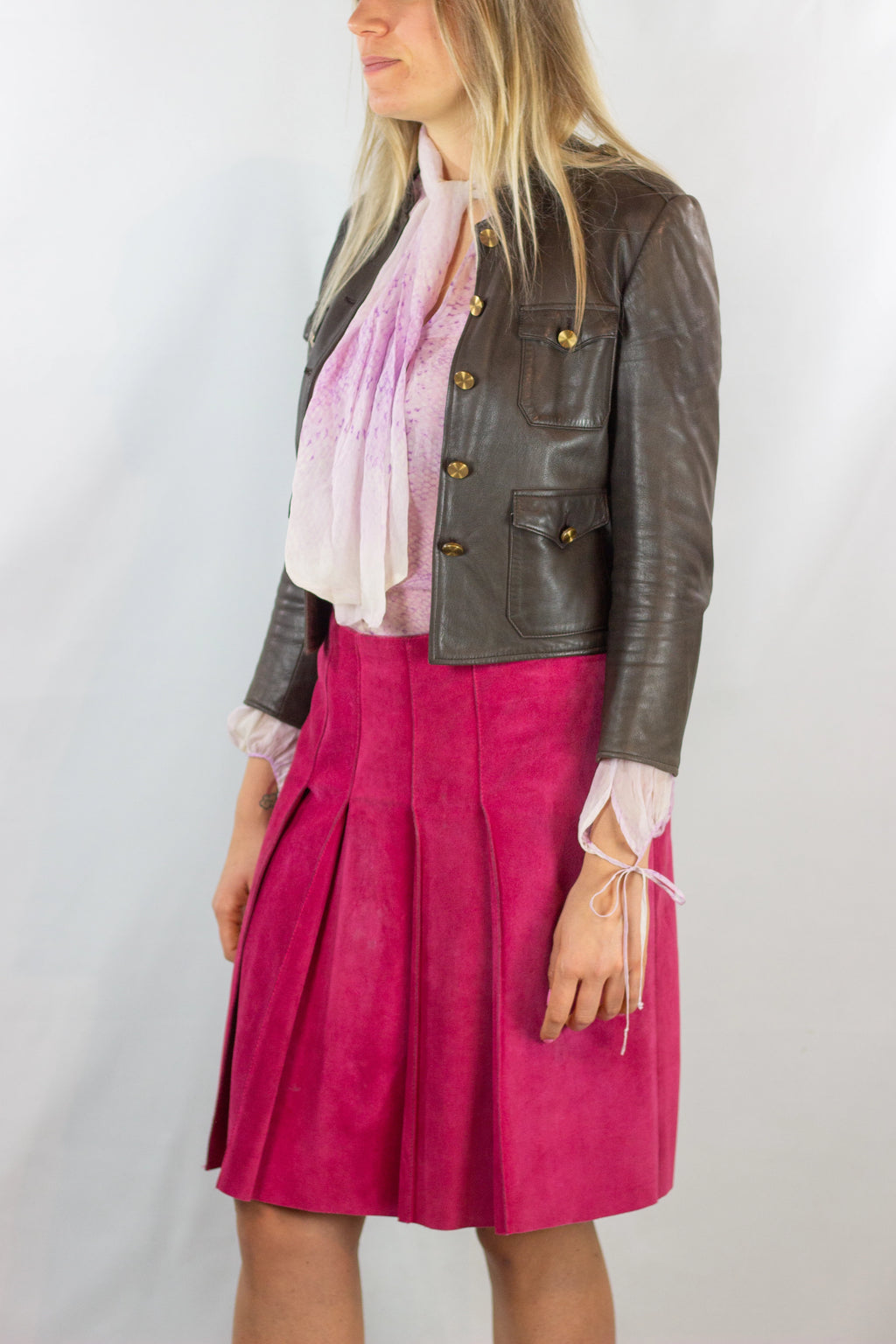 Cropped Fitted Leather Jacket SS2002