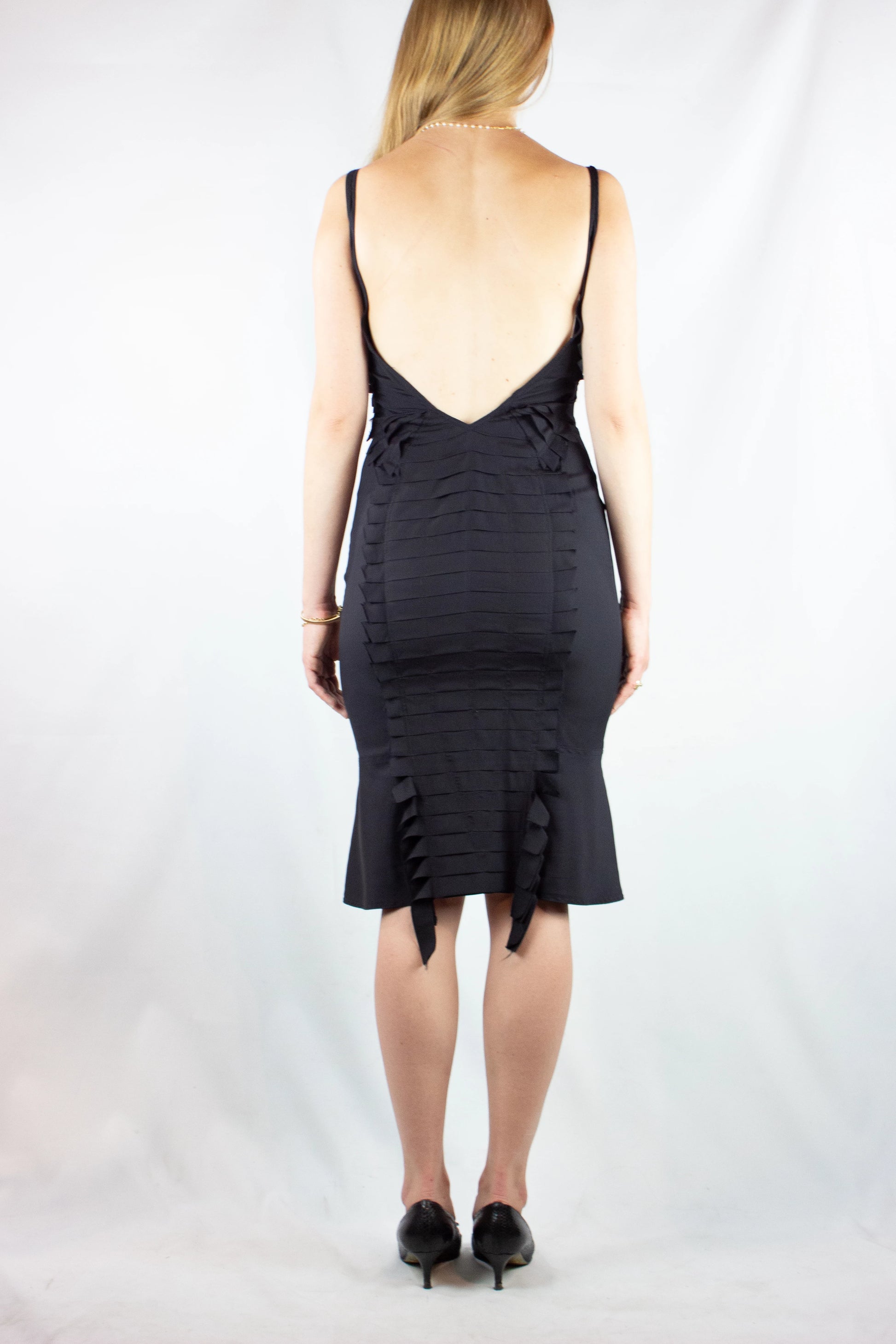 Black pleated slip dress SS2004