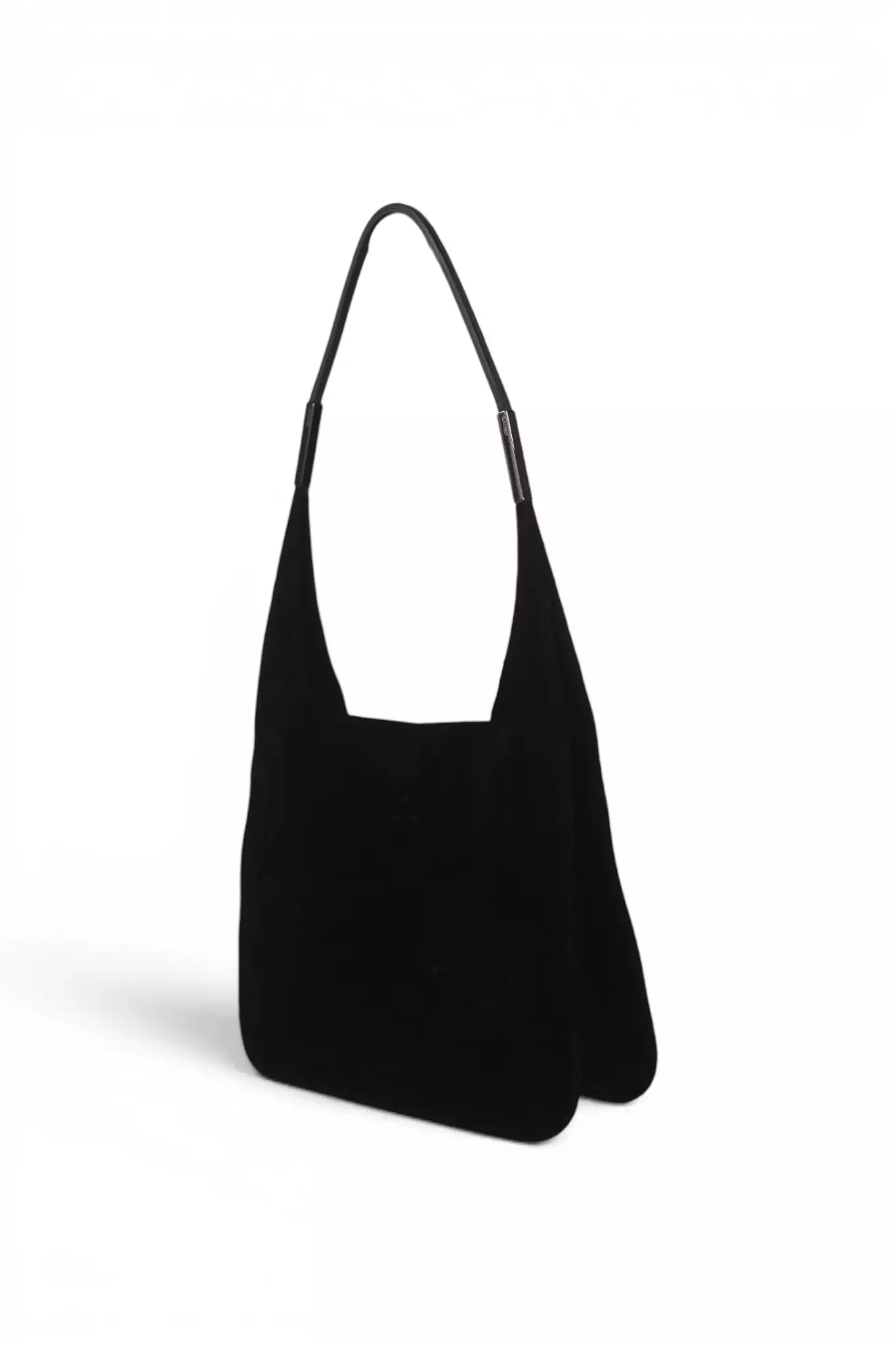 Black Suede Shoulder Hobo Bag