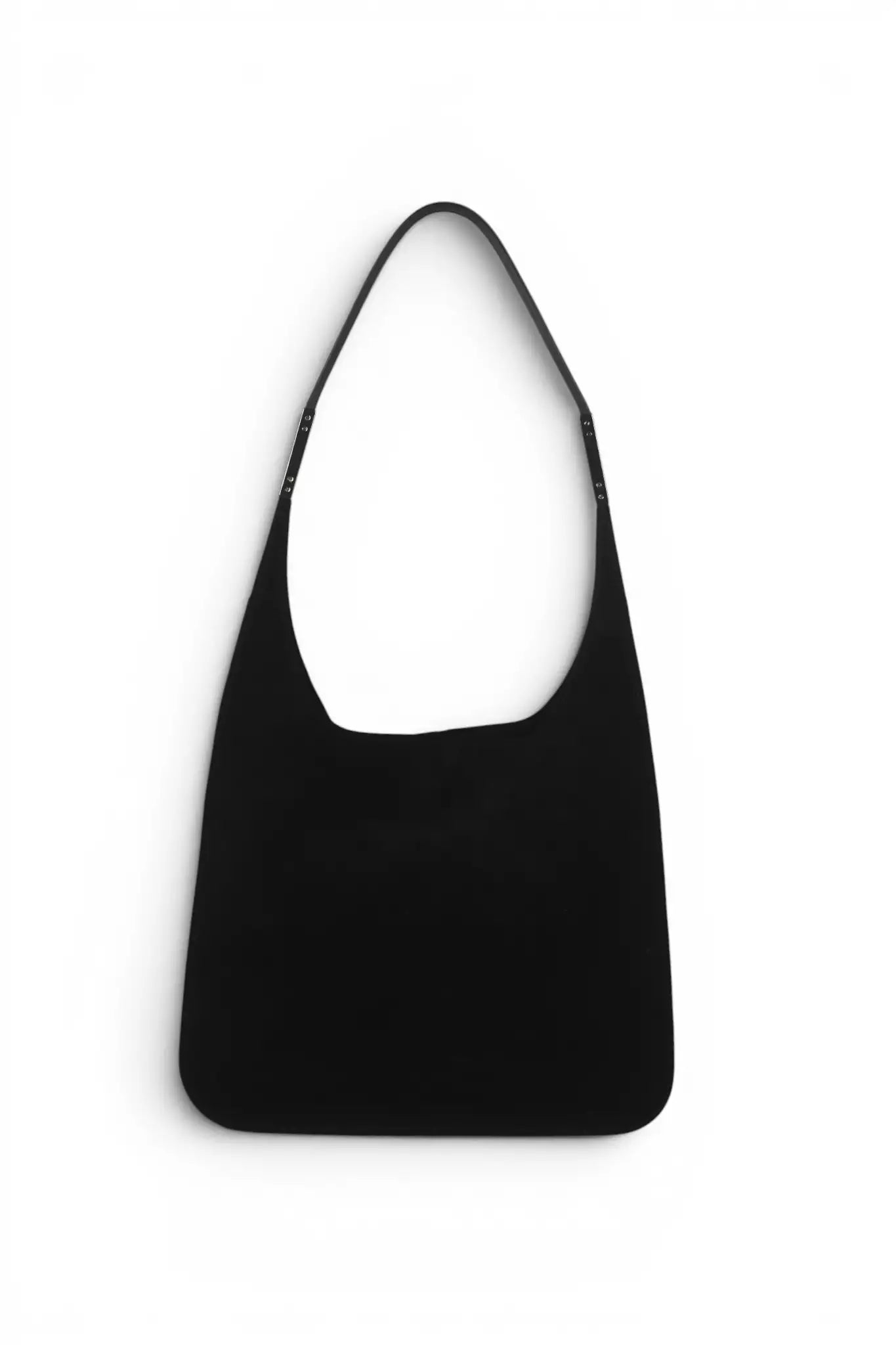 Black Suede Shoulder Hobo Bag