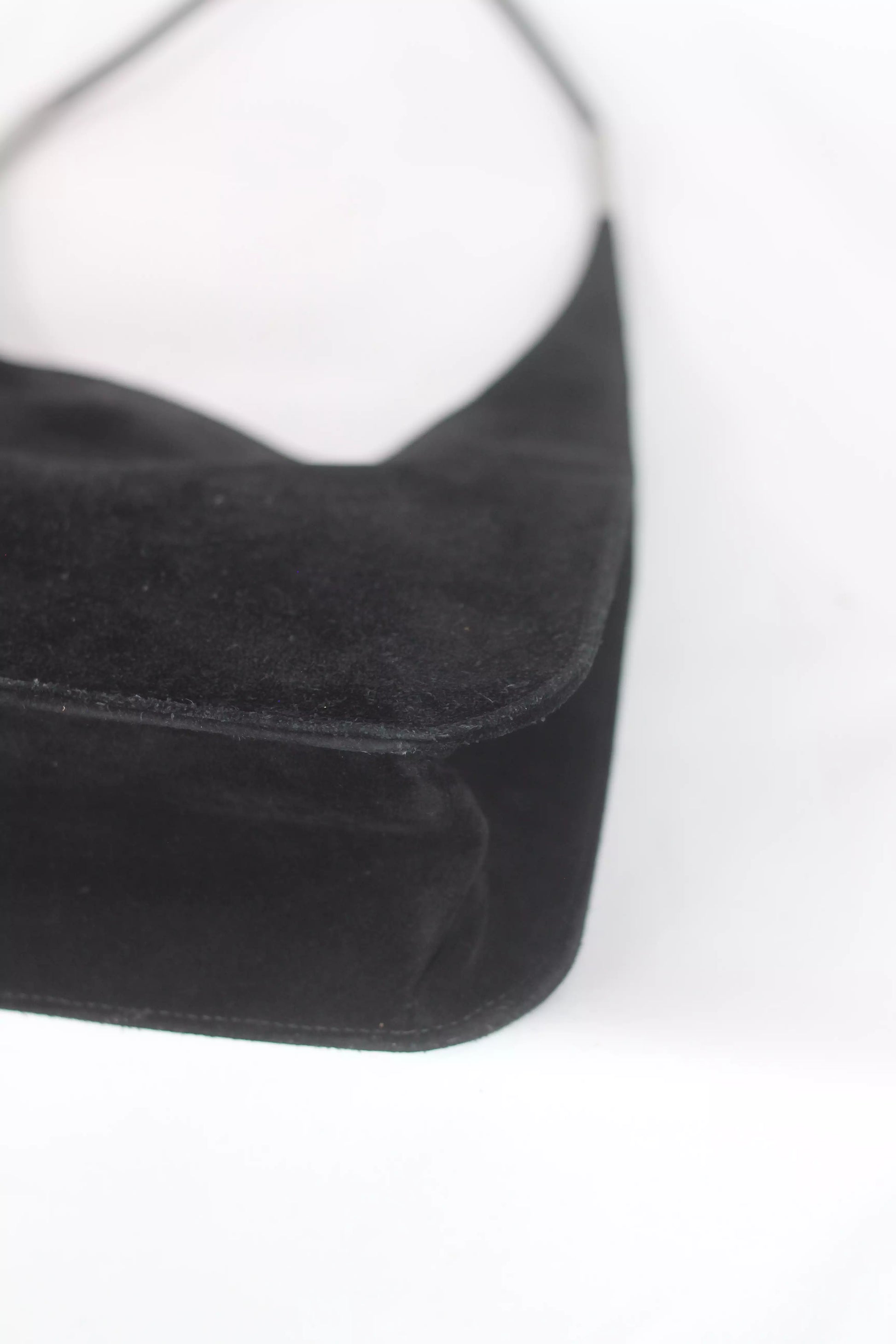 Black Suede Shoulder Hobo Bag
