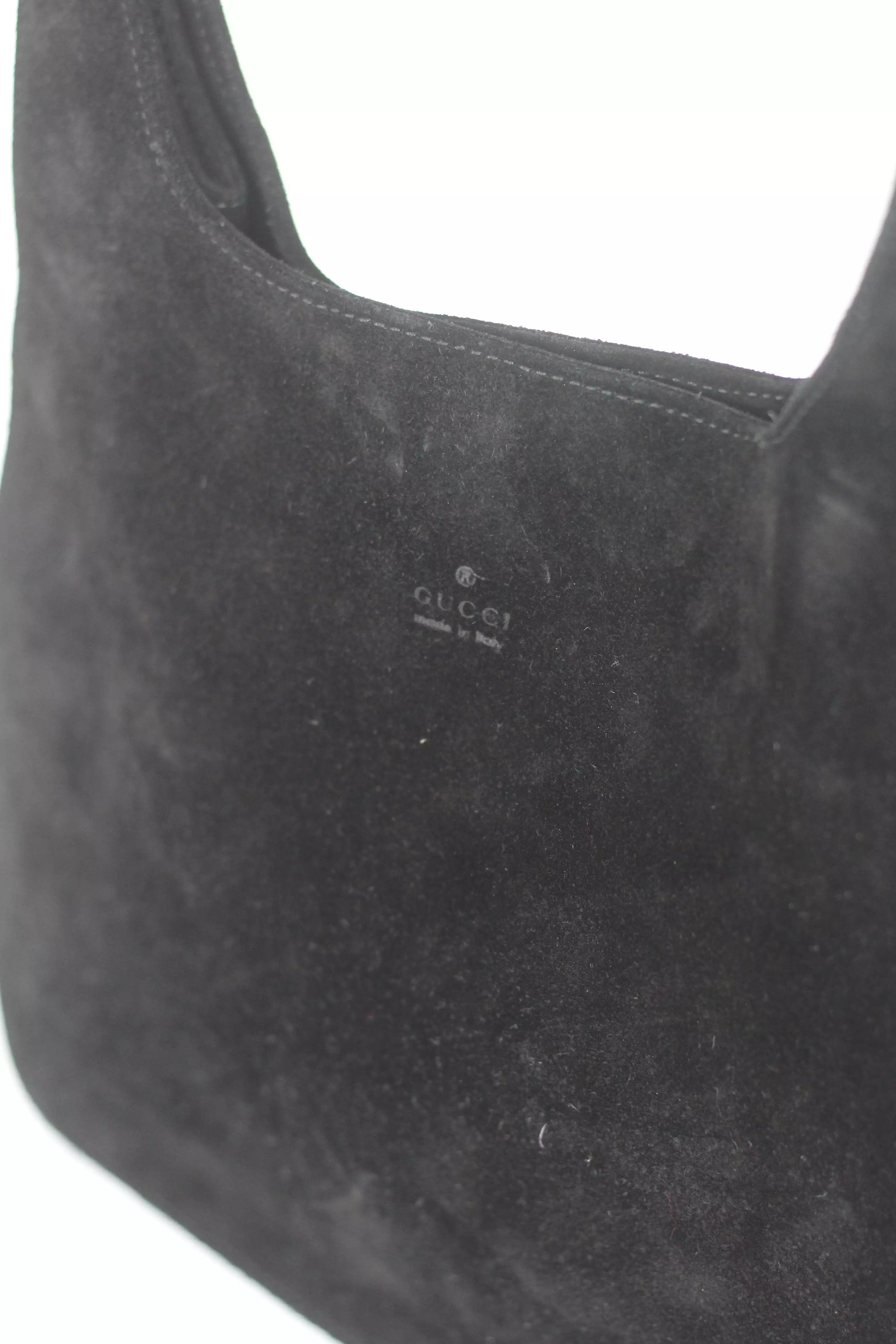 Black Suede Shoulder Hobo Bag