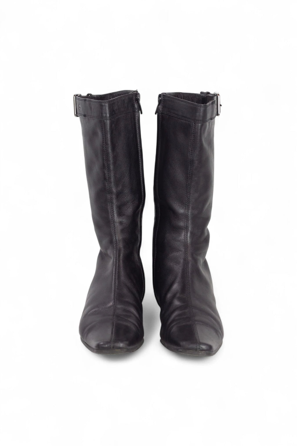 Black Leather Pointed Ankle Boots FW2001