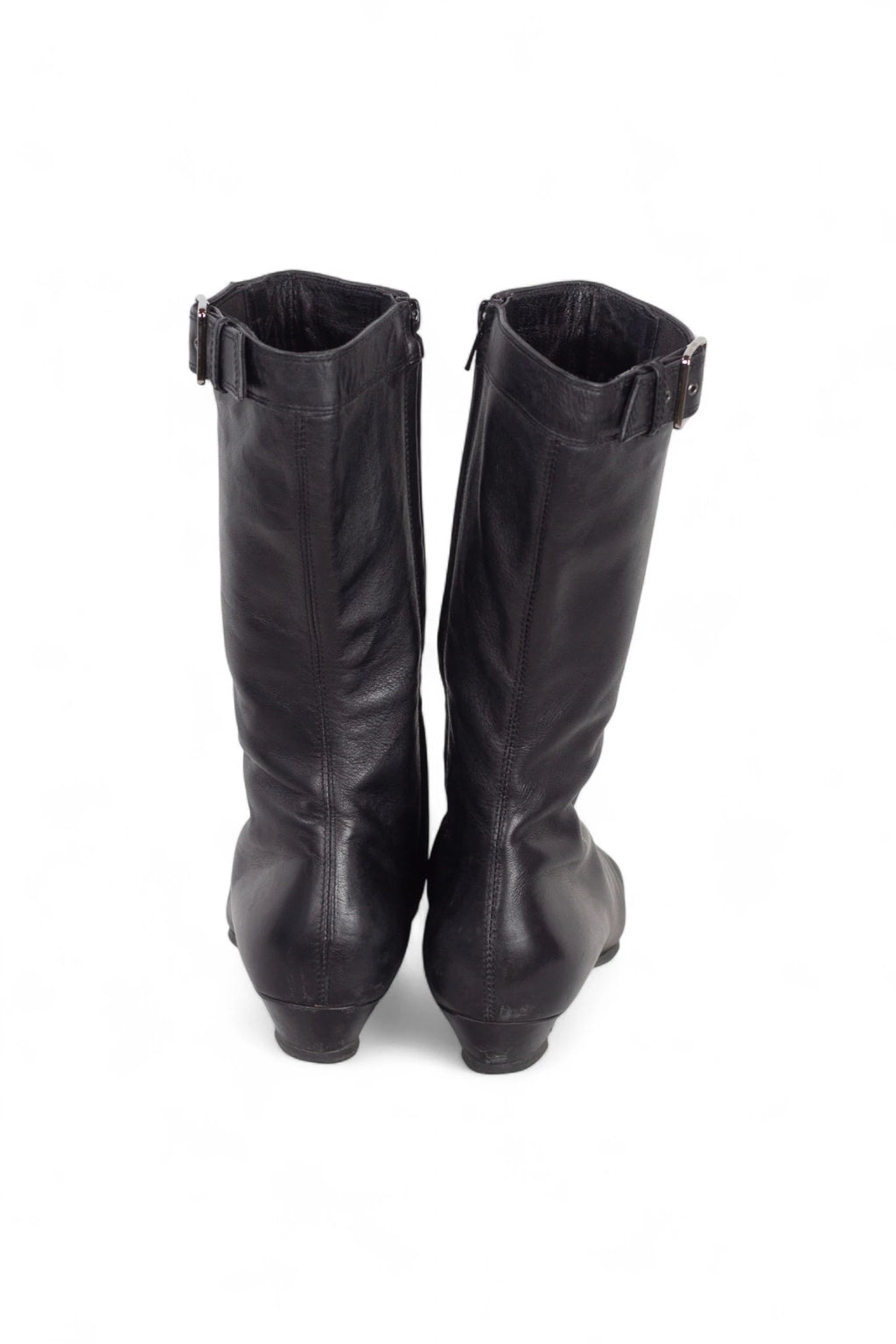 Black Leather Pointed Ankle Boots FW2001